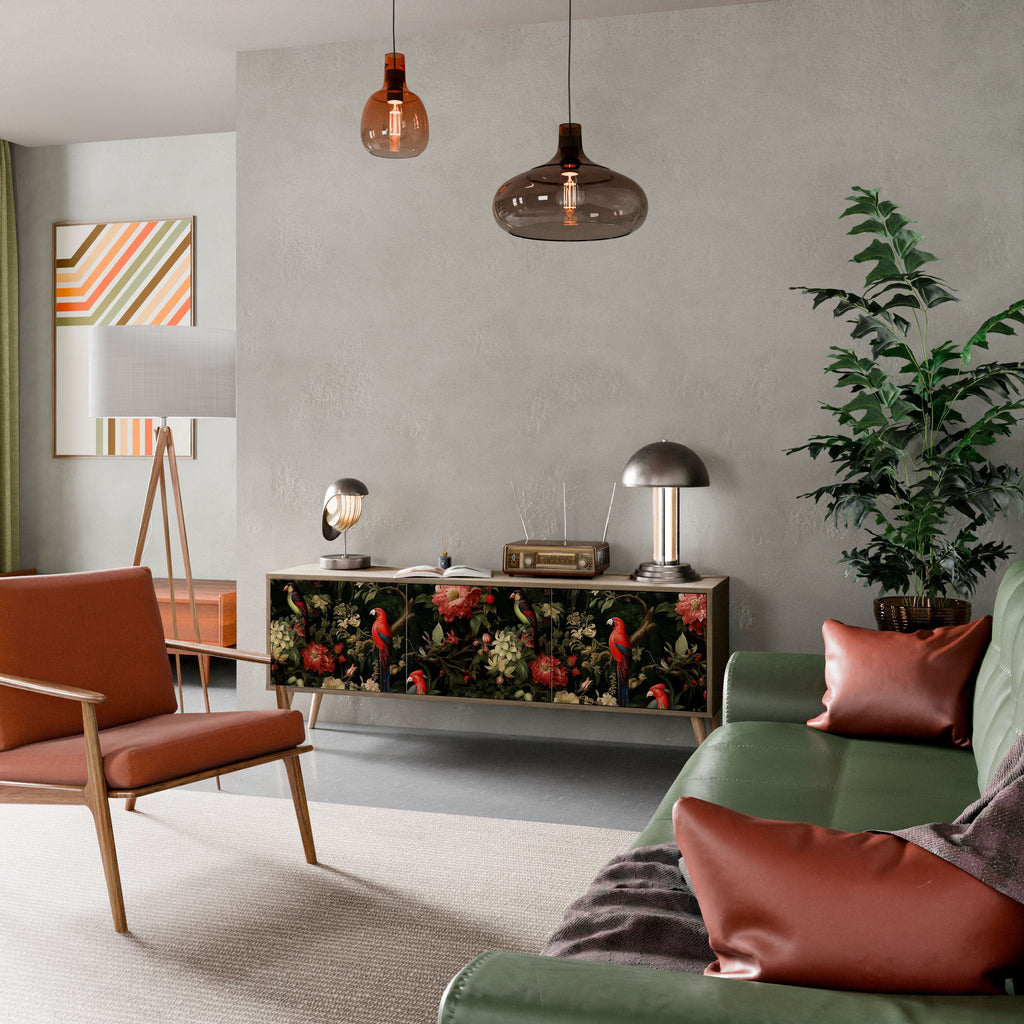 Meuble TV 3 portes AVIAN GREENERY effet chêne