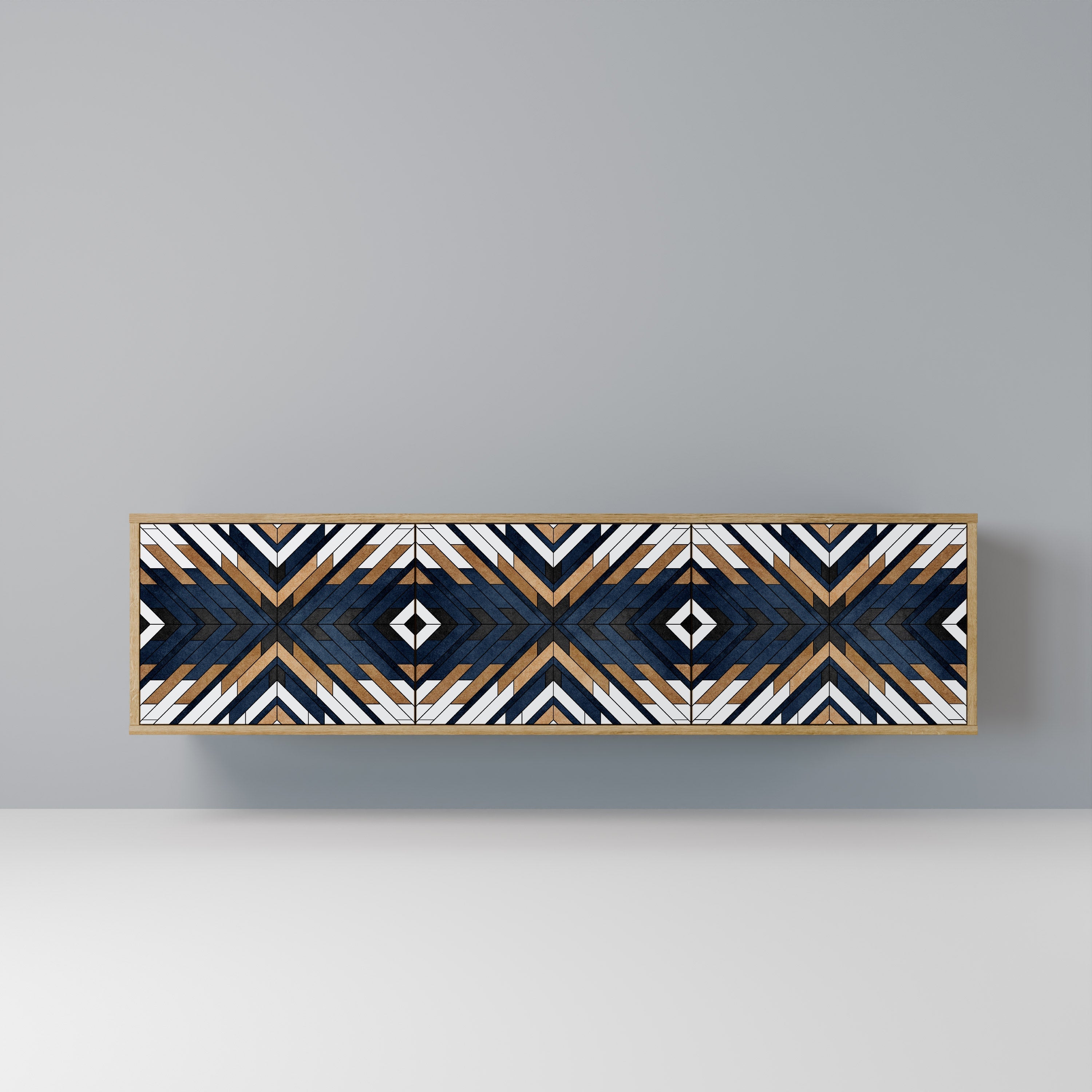 Meuble TV 3 portes ARTFUL GEOMETRY effet chêne