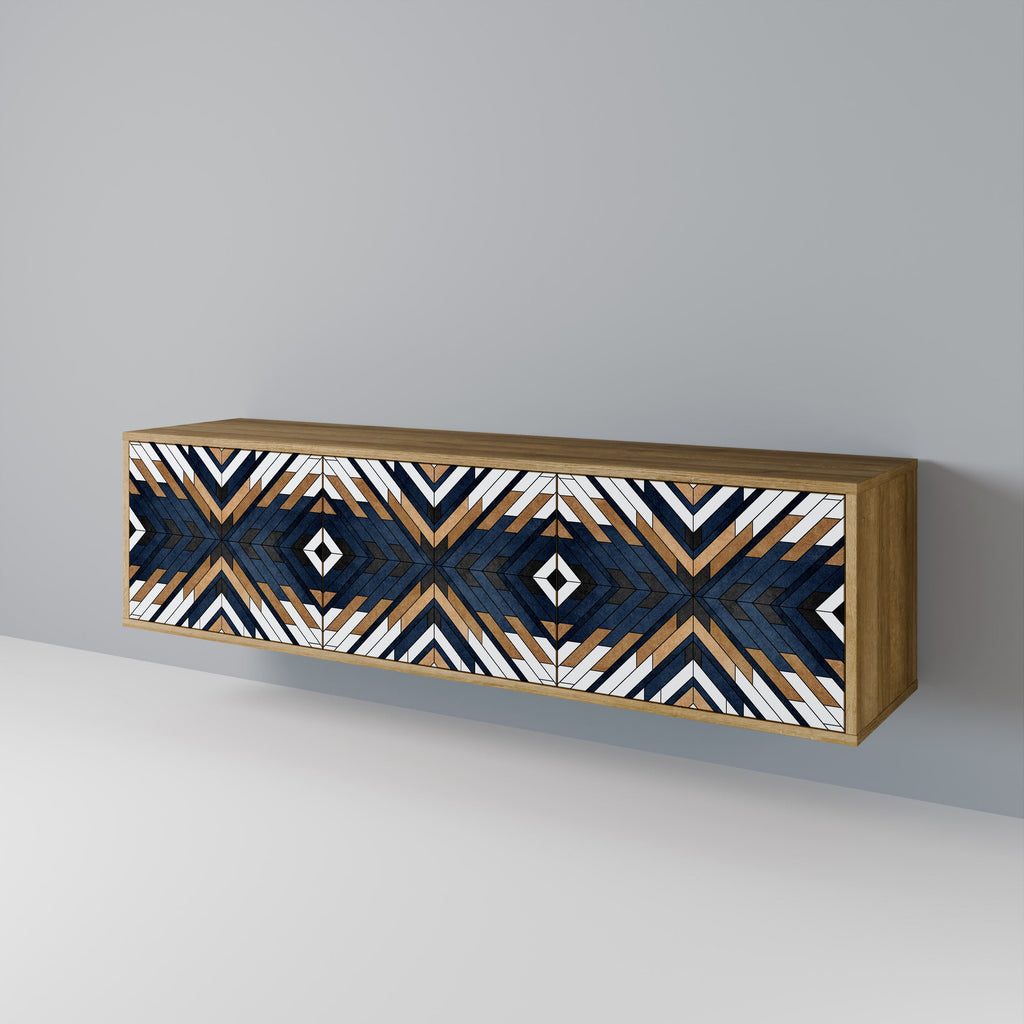 Meuble TV 3 portes ARTFUL GEOMETRY effet chêne