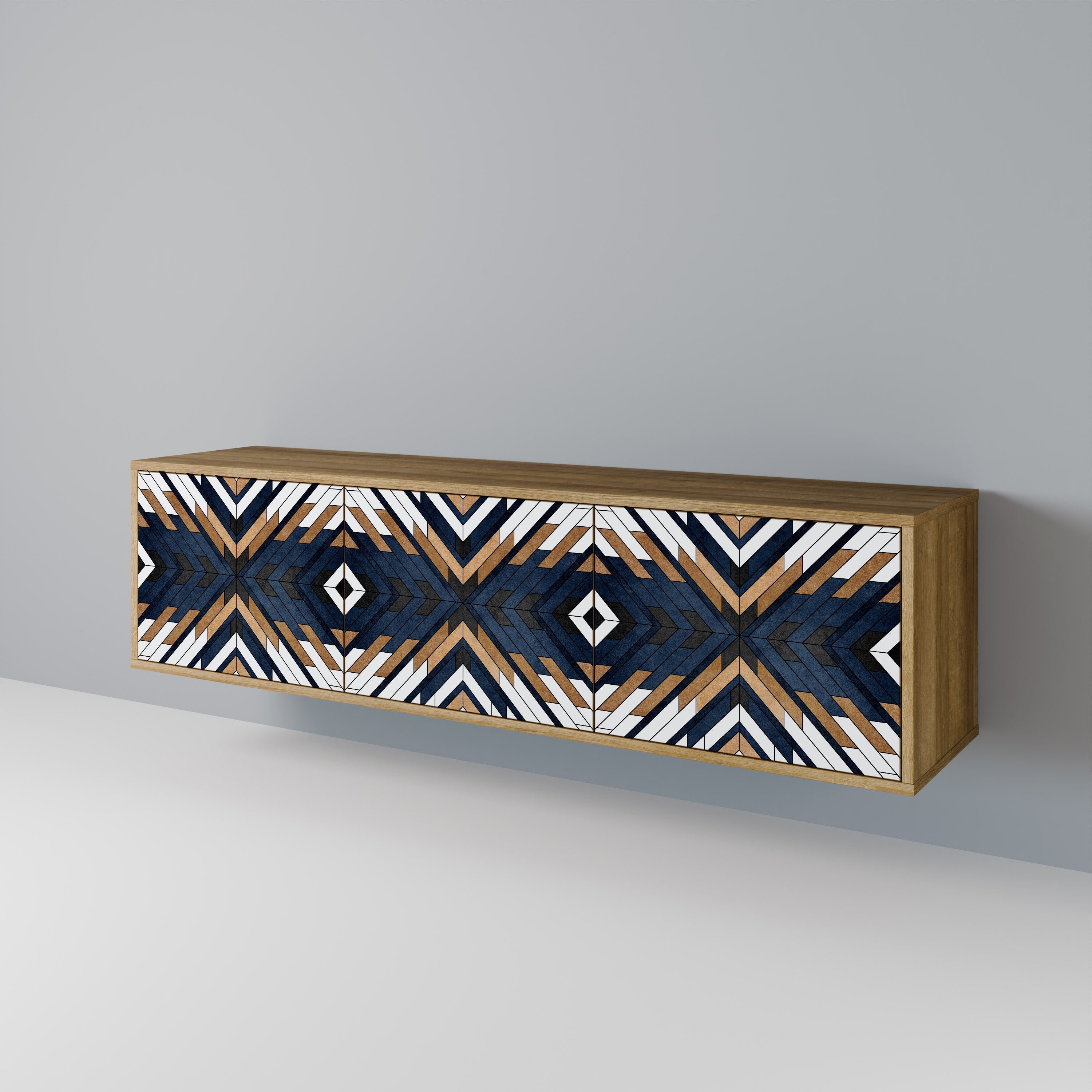 Meuble TV 3 portes ARTFUL GEOMETRY effet chêne