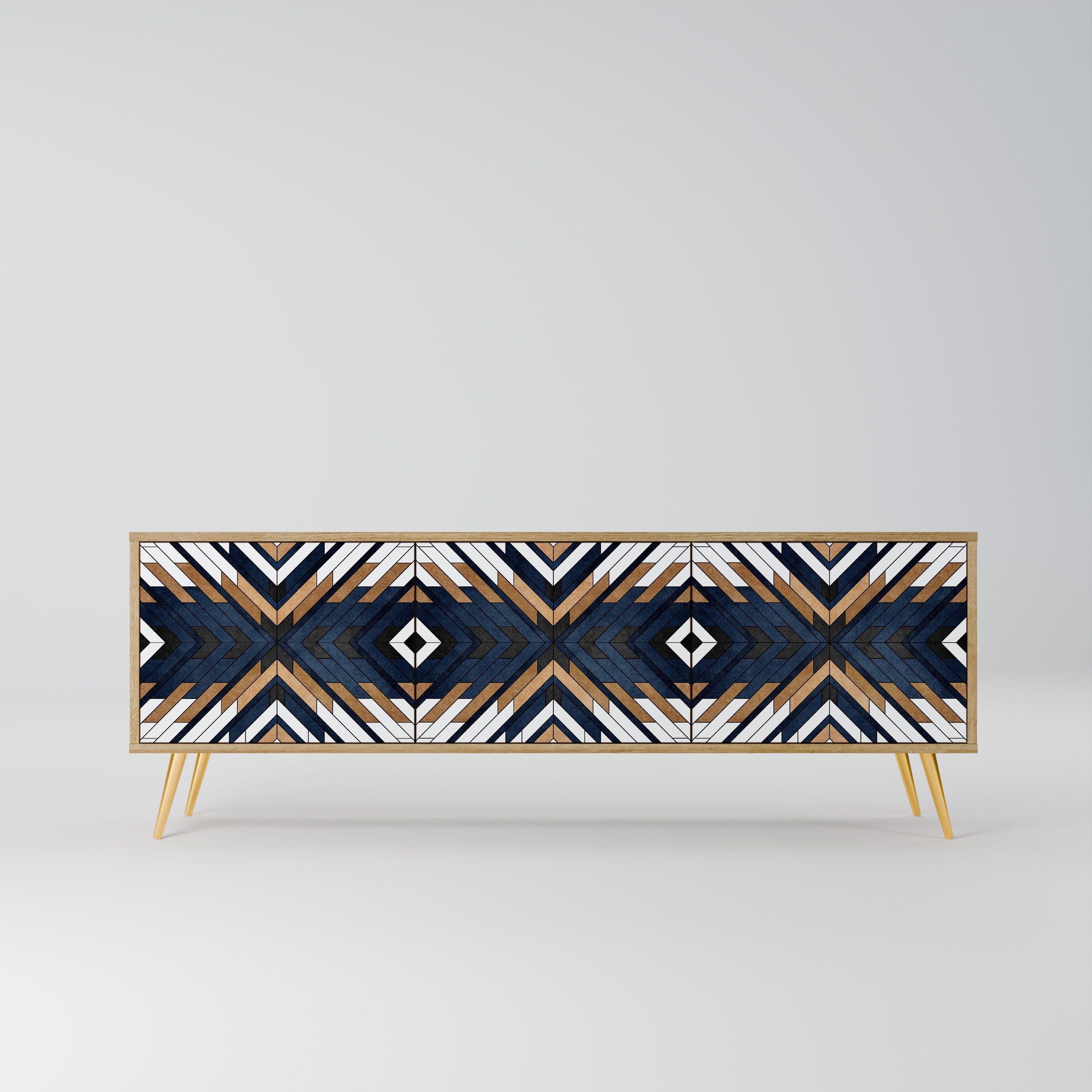 Meuble TV 3 portes ARTFUL GEOMETRY effet chêne