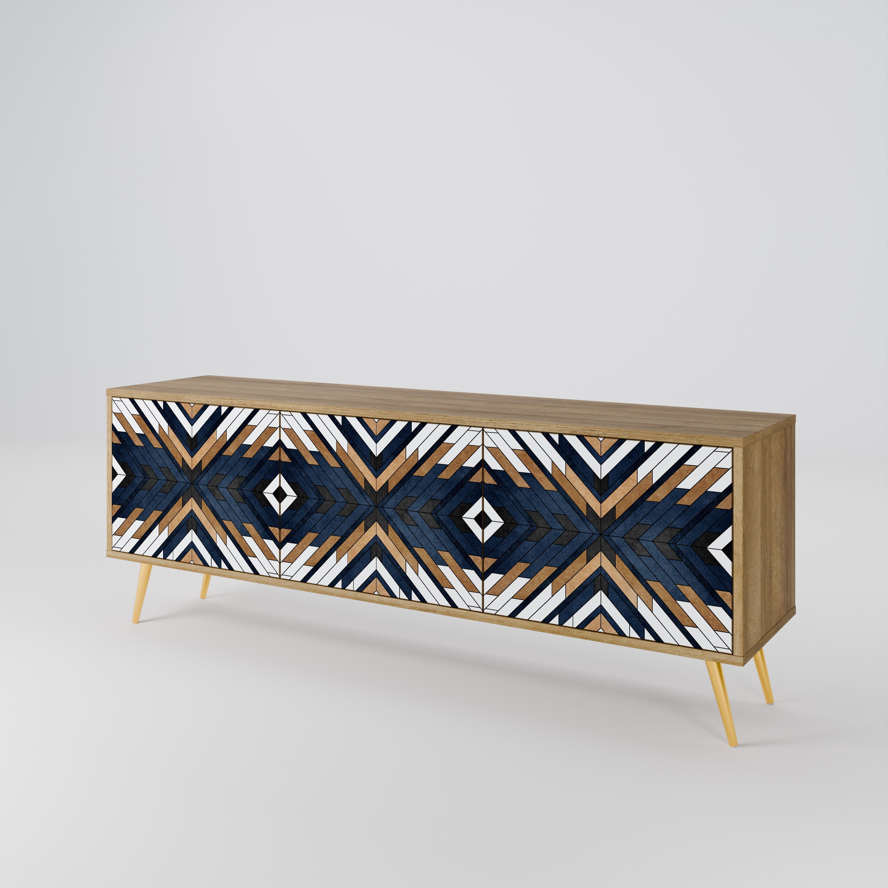 Meuble TV 3 portes ARTFUL GEOMETRY effet chêne