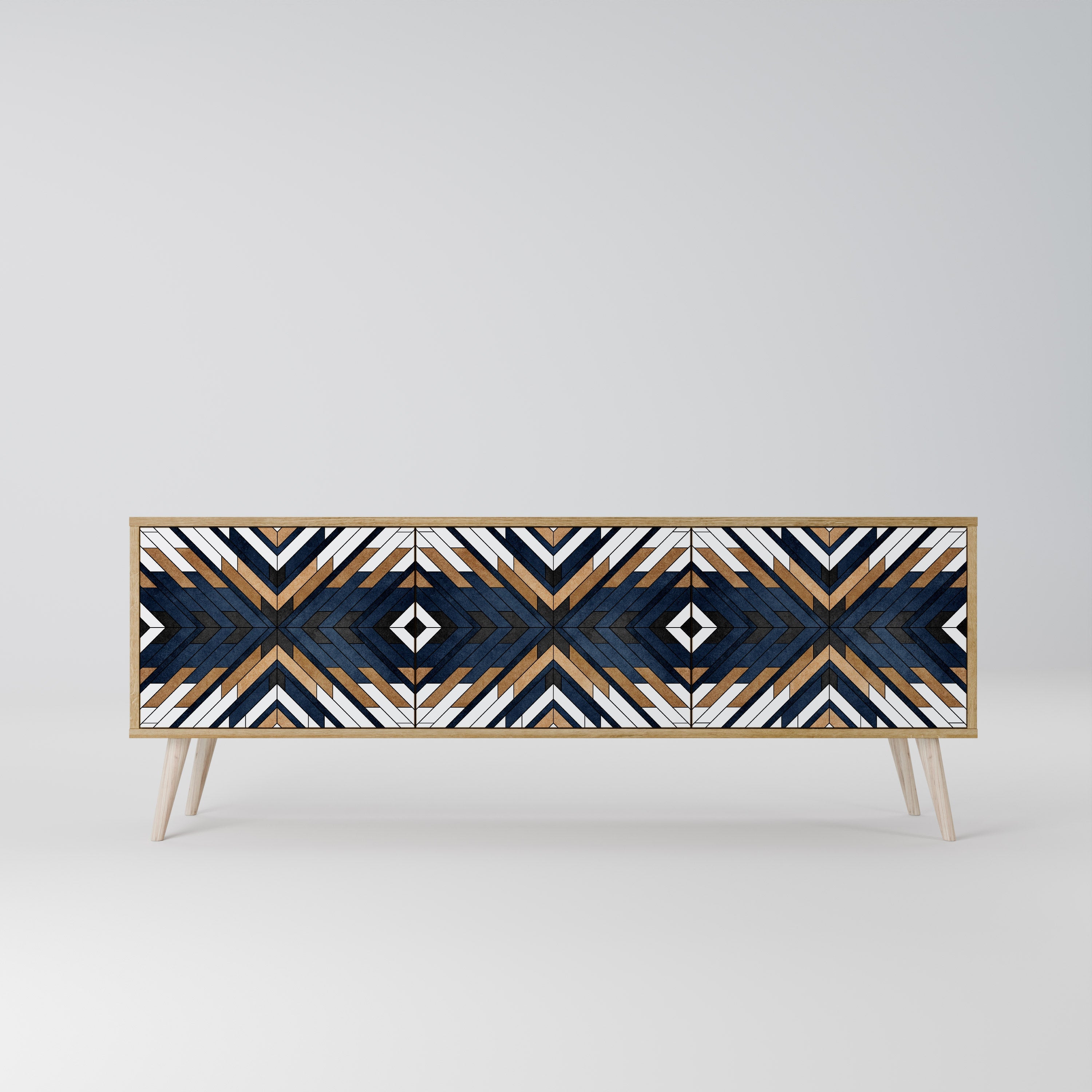 Meuble TV 3 portes ARTFUL GEOMETRY effet chêne