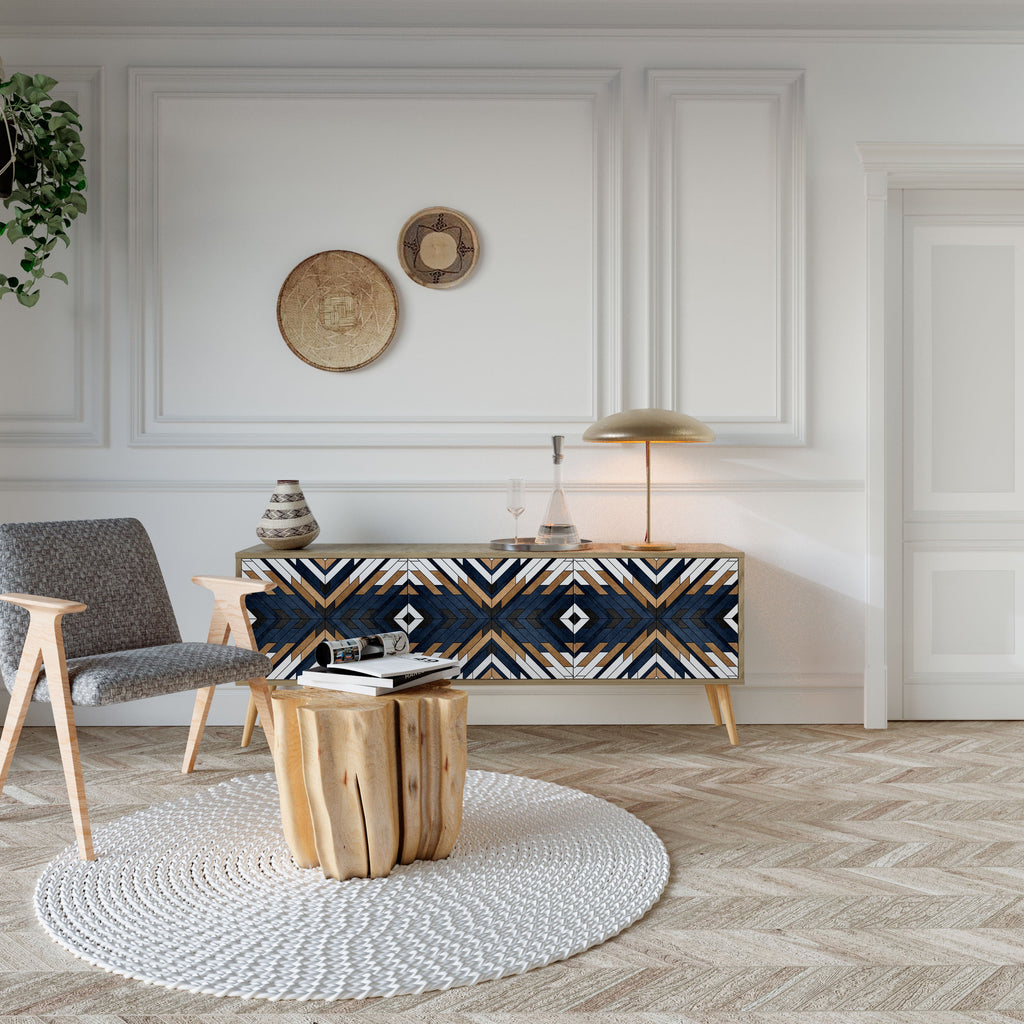 Meuble TV 3 portes ARTFUL GEOMETRY effet chêne