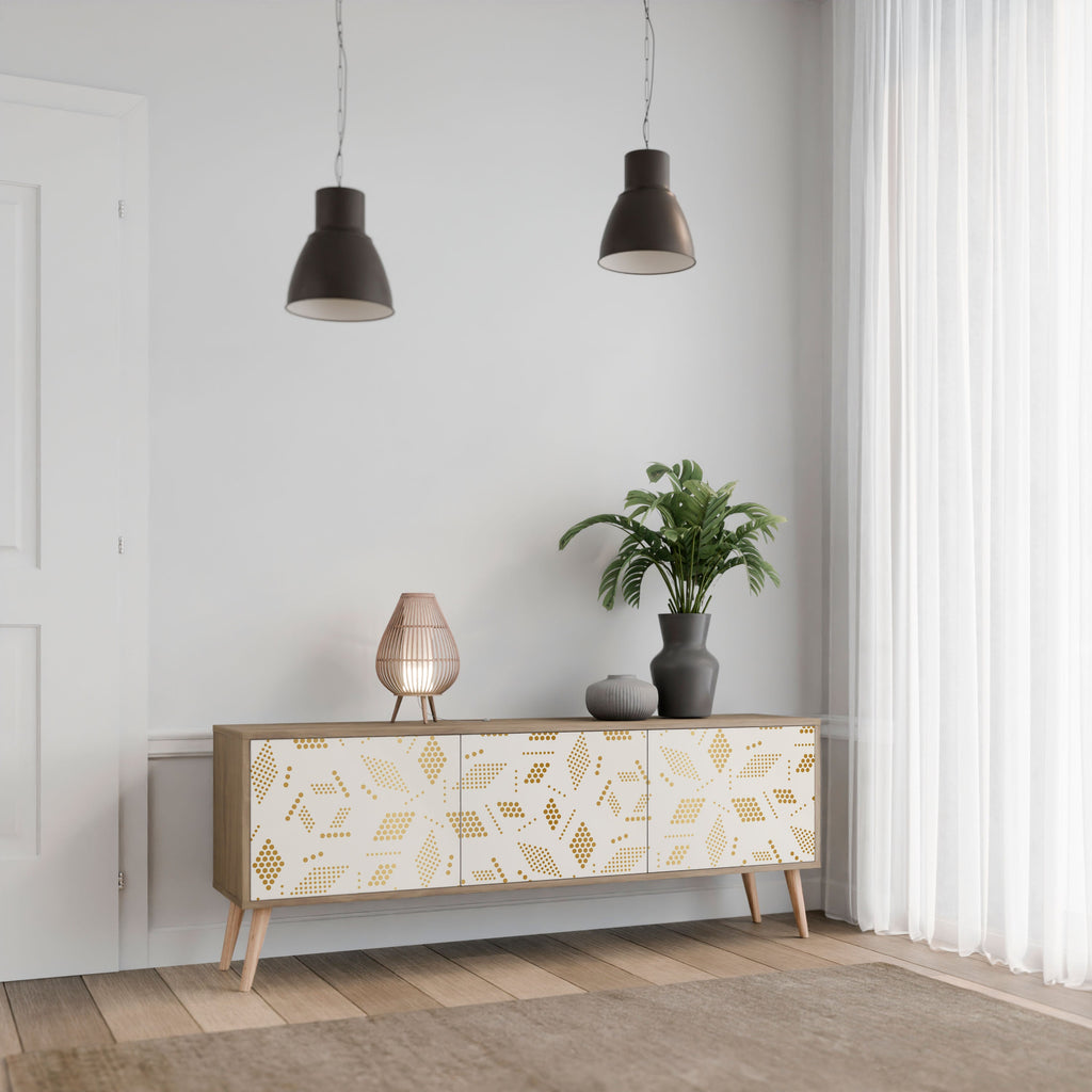 Meuble TV 3 portes SPOTTED DAZE effet chêne