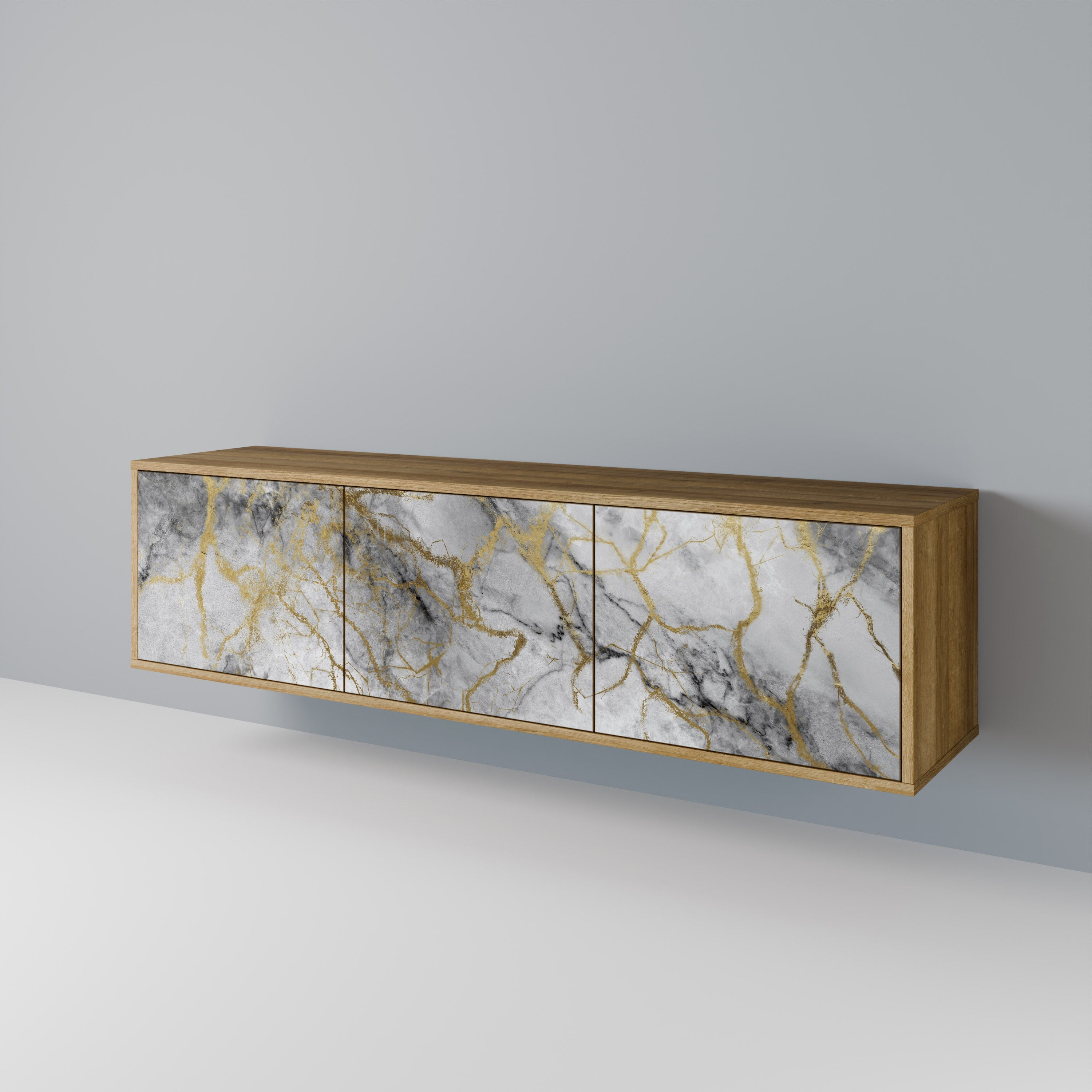 Meuble TV 3 portes TIMELESS GLIDE effet chêne