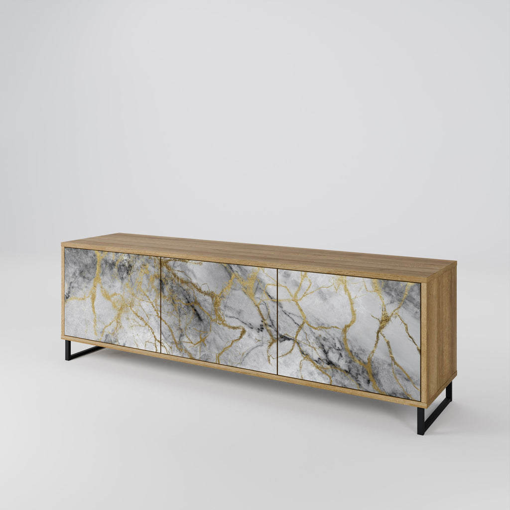 Meuble TV 3 portes TIMELESS GLIDE effet chêne