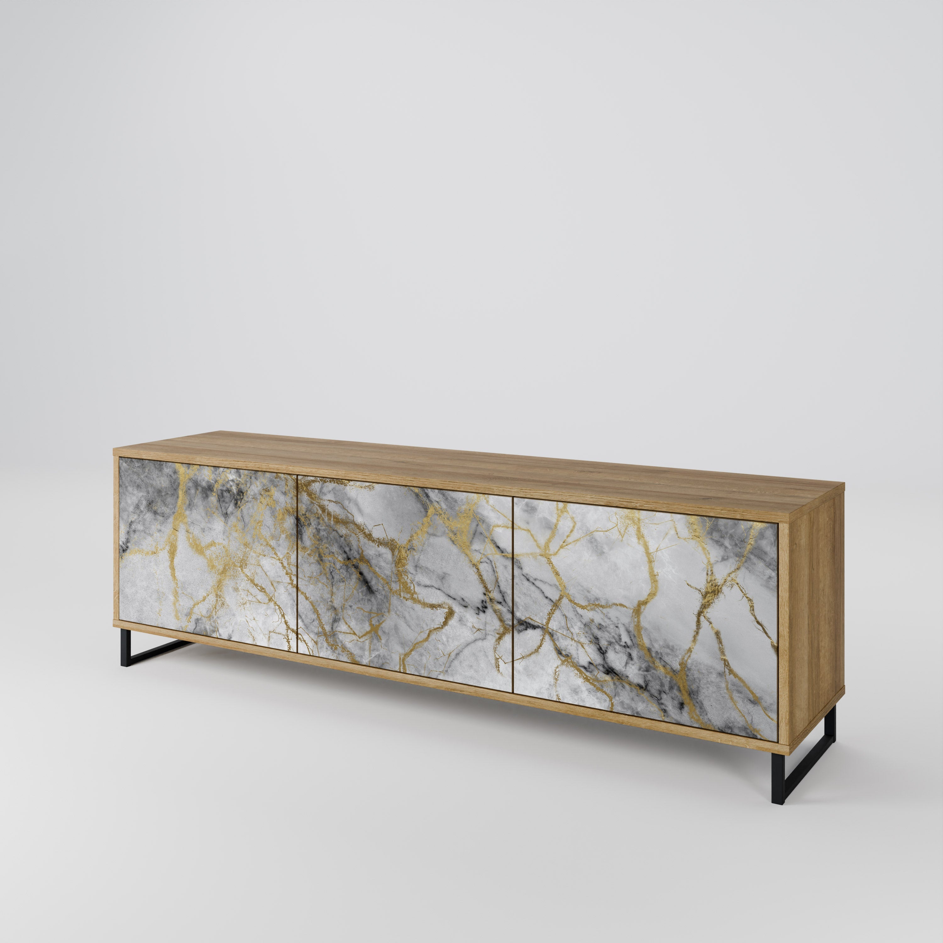 Meuble TV 3 portes TIMELESS GLIDE effet chêne