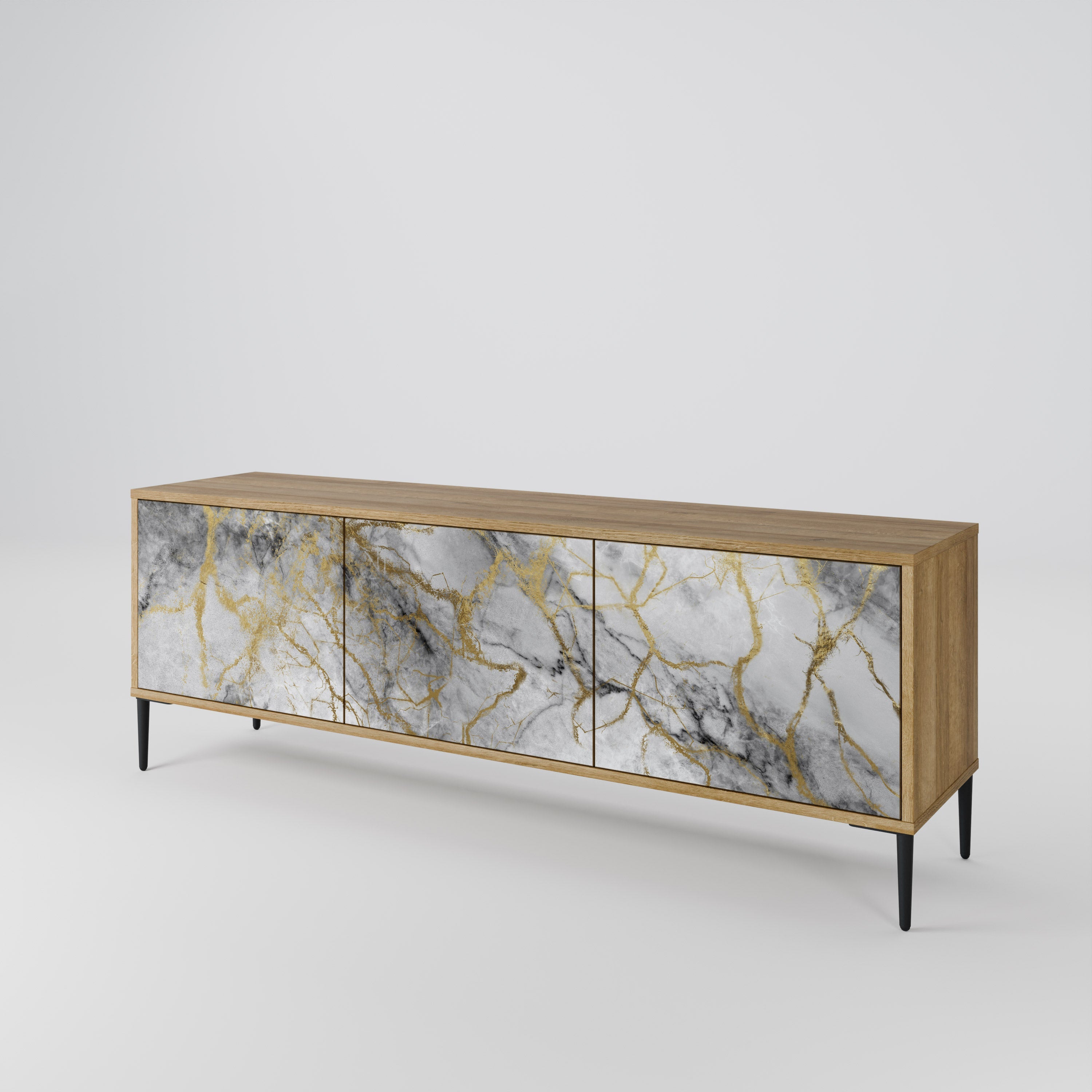 Meuble TV 3 portes TIMELESS GLIDE effet chêne