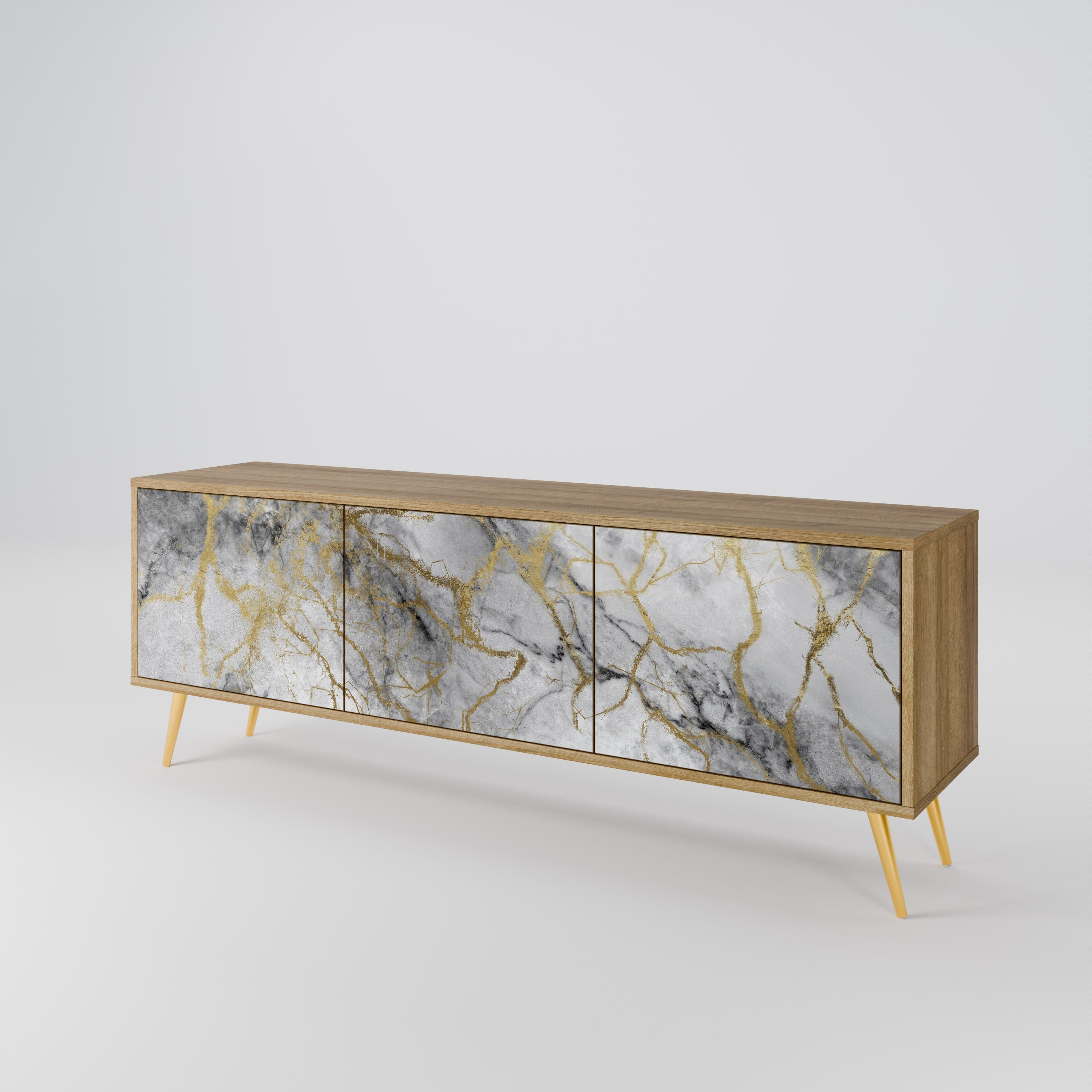 Meuble TV 3 portes TIMELESS GLIDE effet chêne