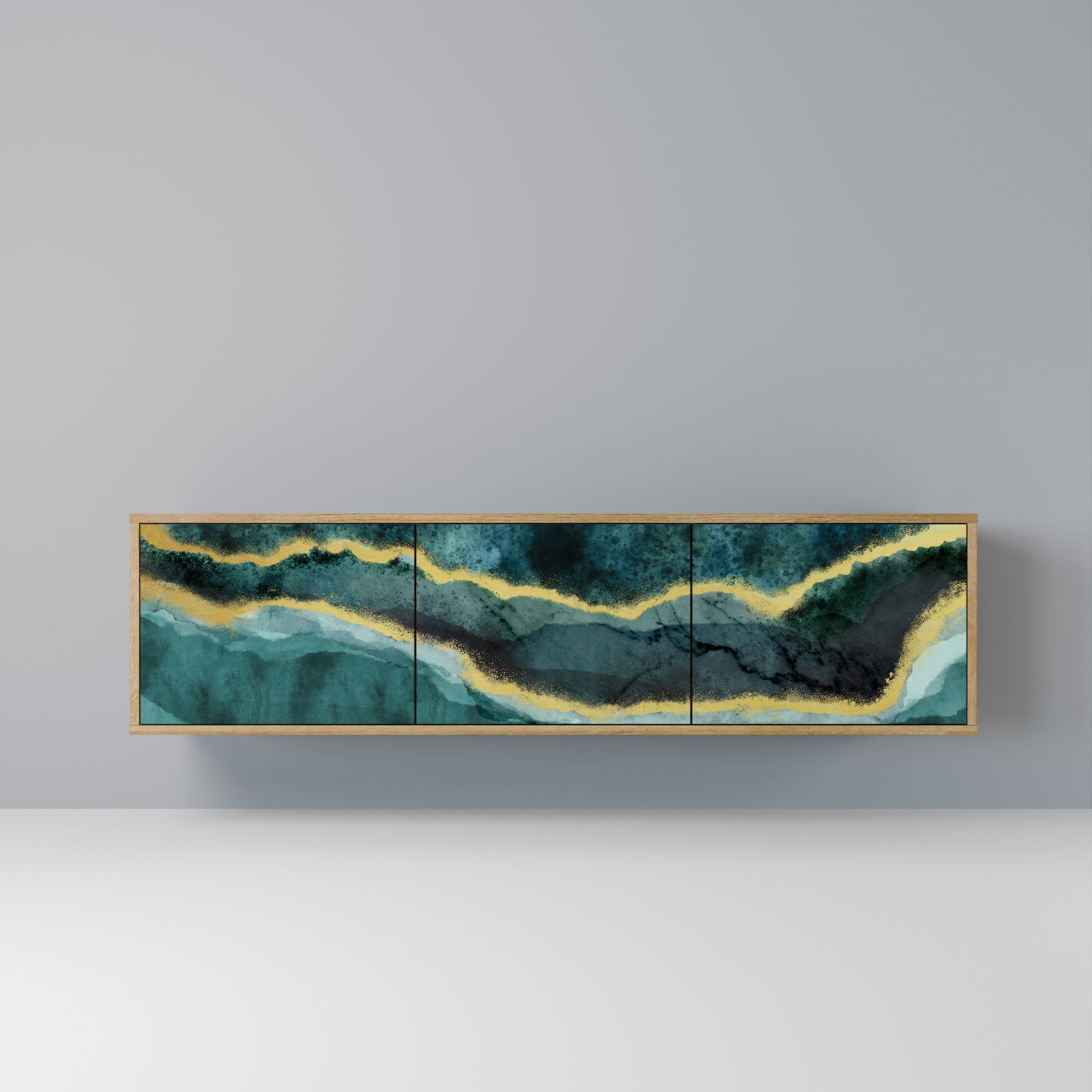 Meuble TV 3 portes GOLDRUSH ODYSSEY effet chêne