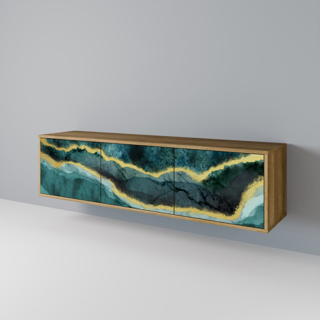 Meuble TV 3 portes GOLDRUSH ODYSSEY effet chêne