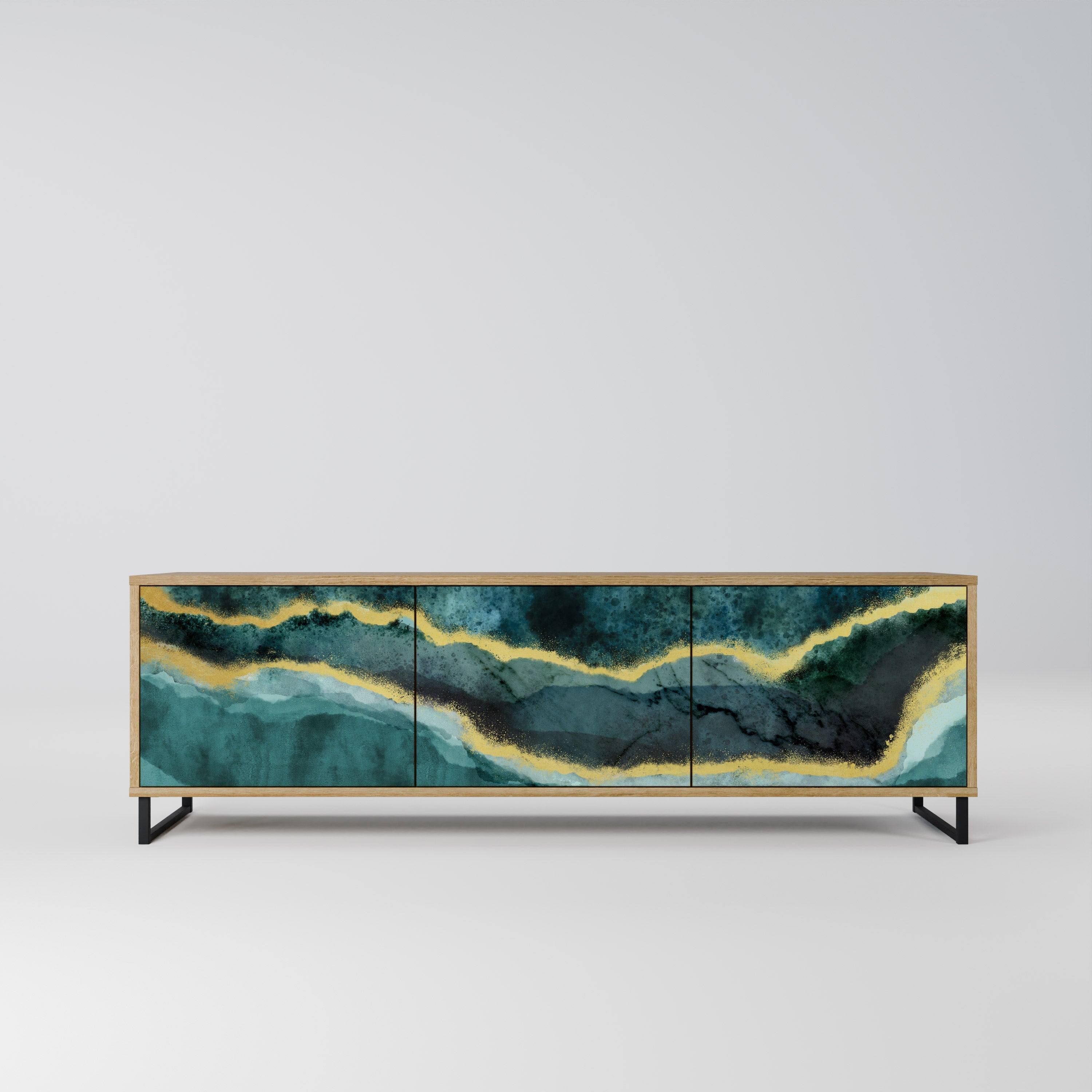 Meuble TV 3 portes GOLDRUSH ODYSSEY effet chêne