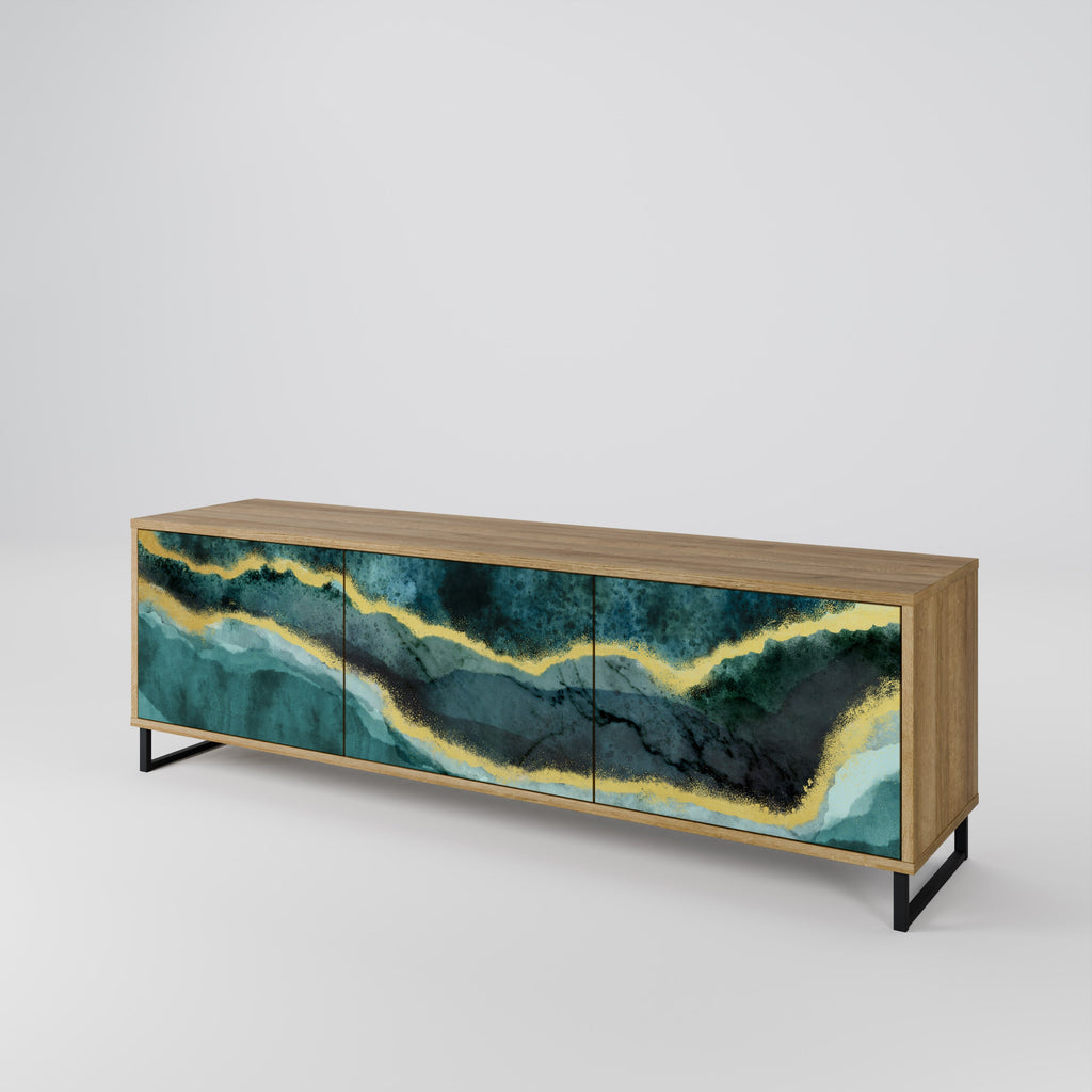 Meuble TV 3 portes GOLDRUSH ODYSSEY effet chêne