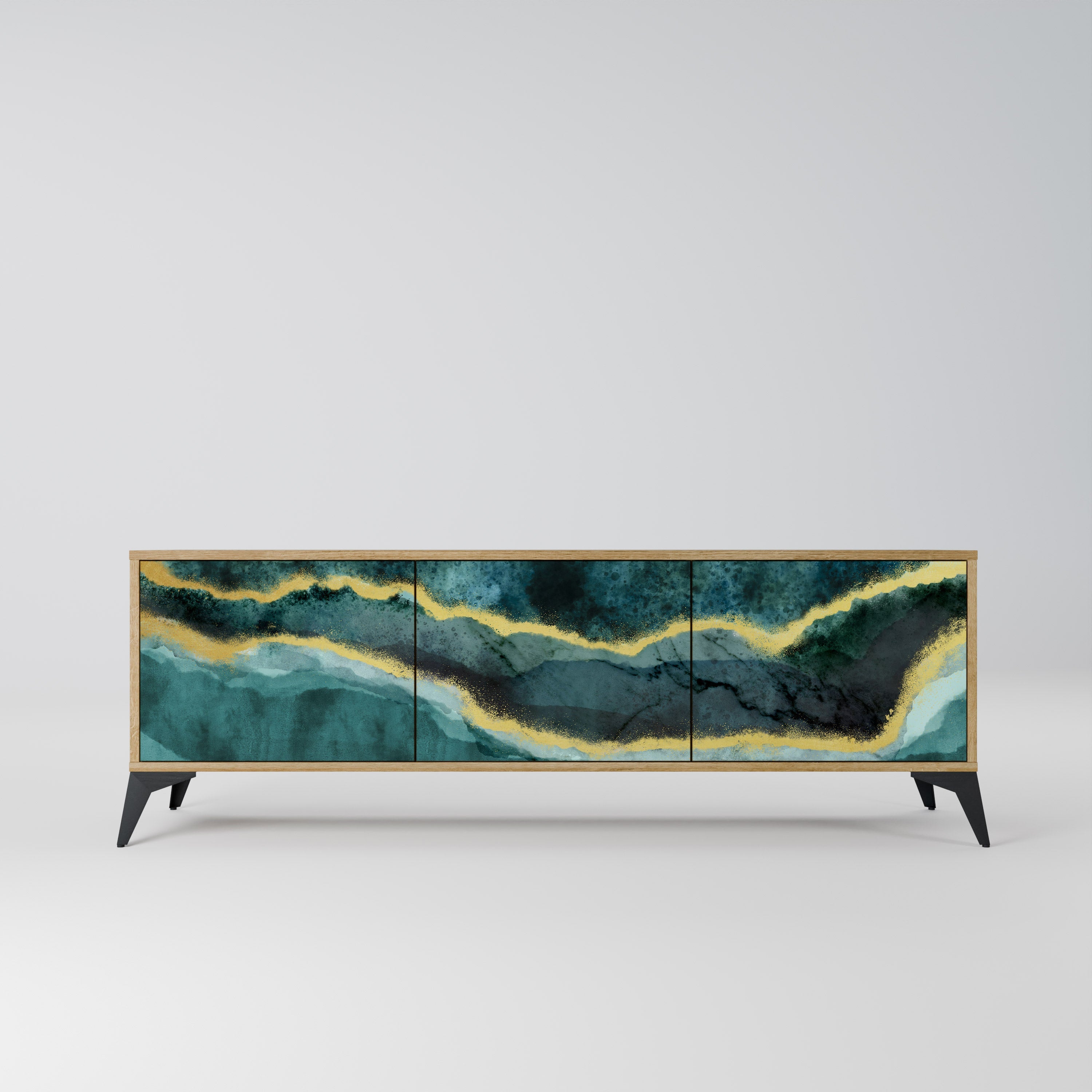 Meuble TV 3 portes GOLDRUSH ODYSSEY effet chêne