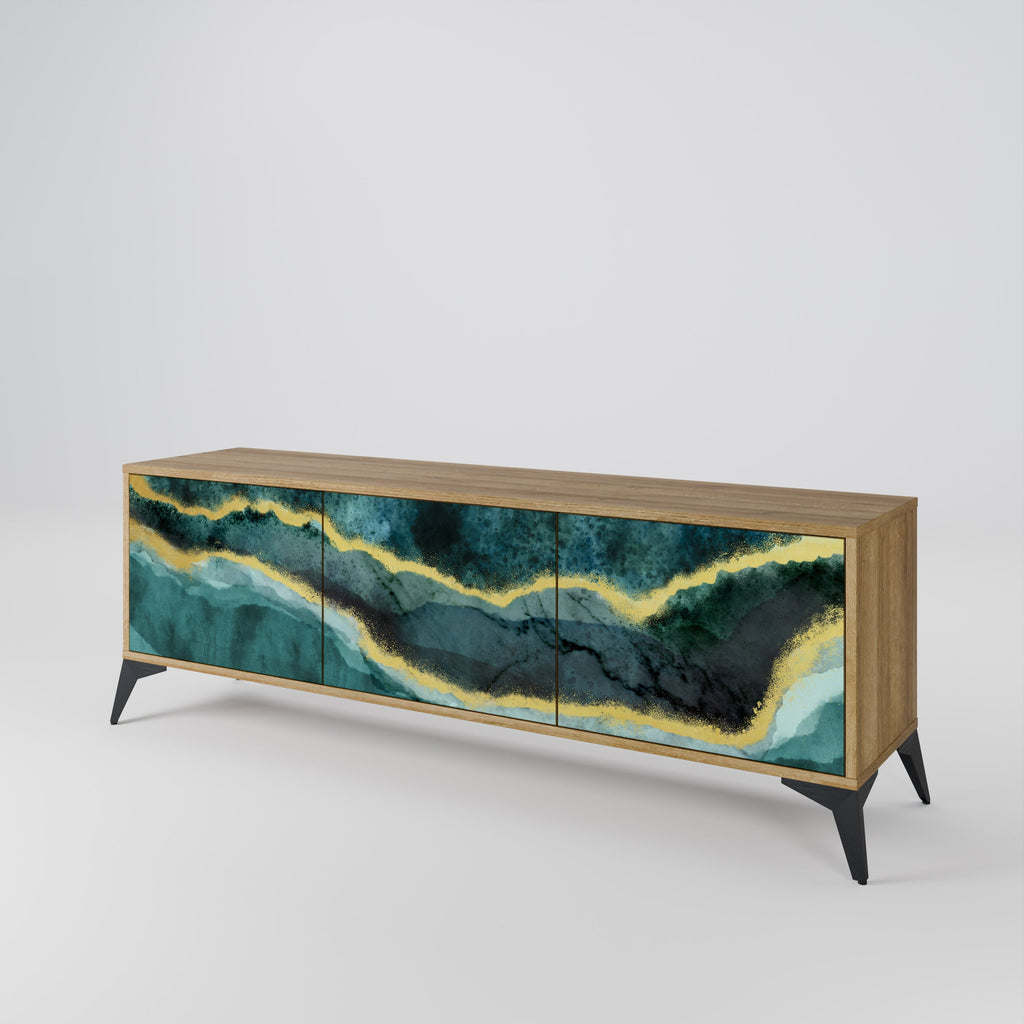 Meuble TV 3 portes GOLDRUSH ODYSSEY effet chêne