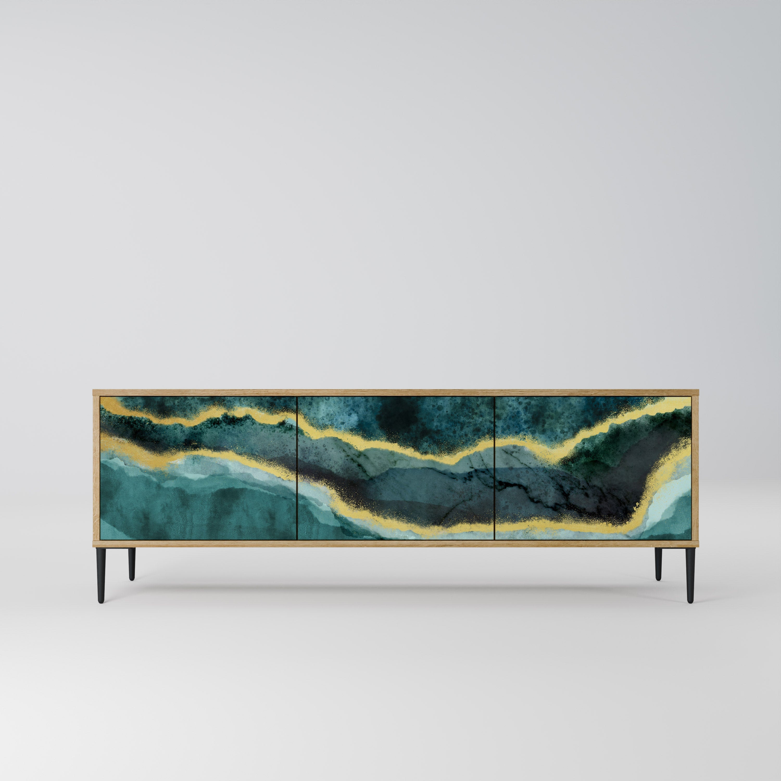 Meuble TV 3 portes GOLDRUSH ODYSSEY effet chêne