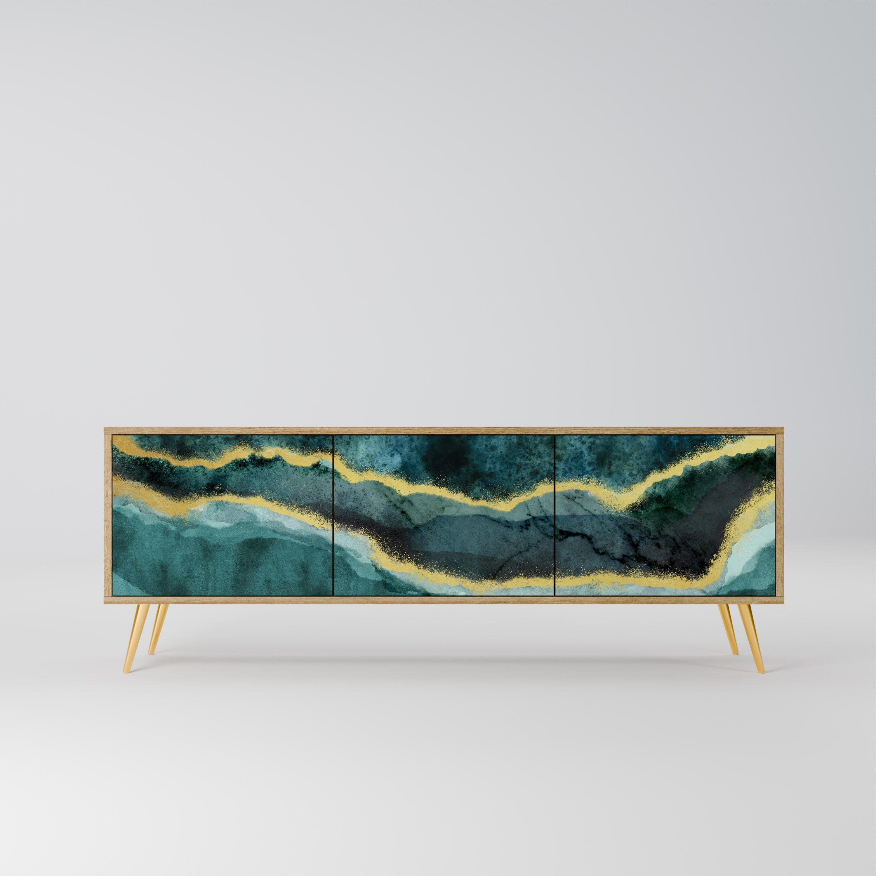 Meuble TV 3 portes GOLDRUSH ODYSSEY effet chêne