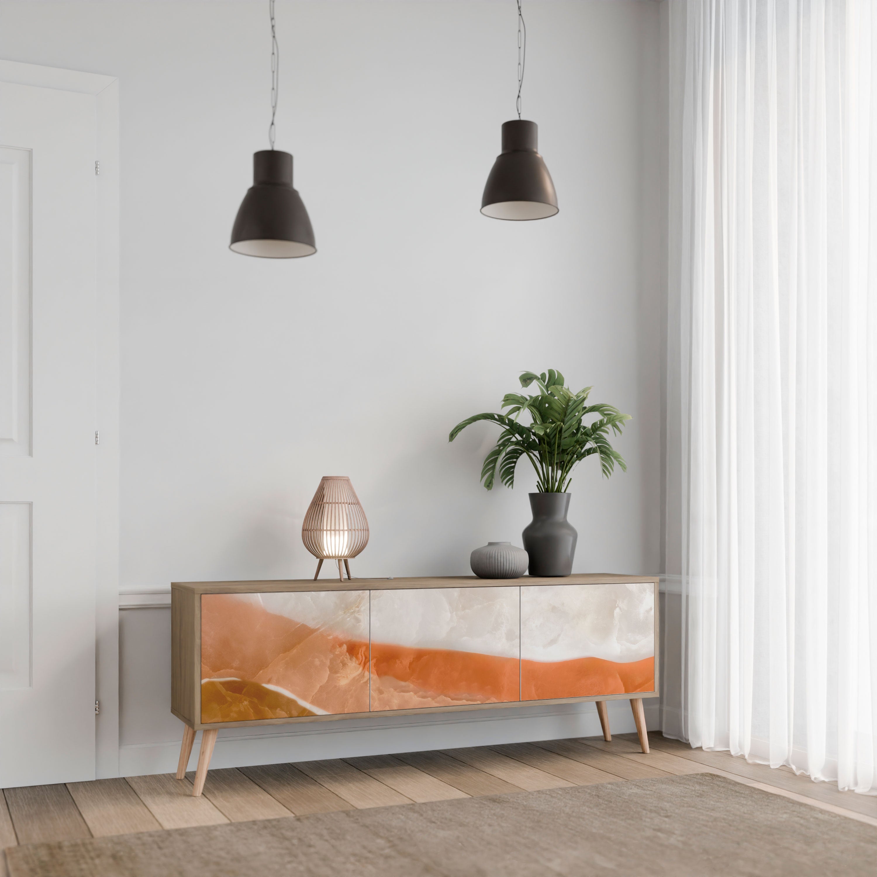 Meuble TV 3 portes SANDHILLS SPLENDOUR effet chêne