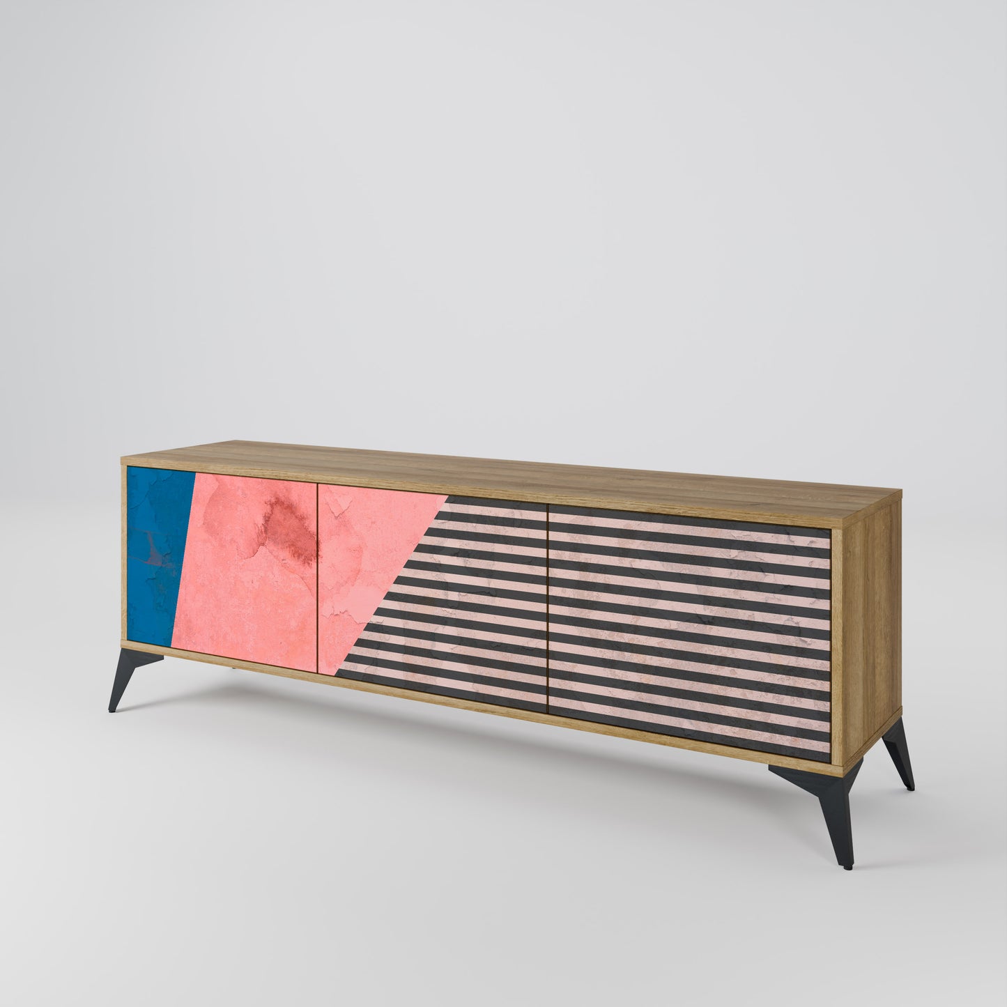 GLAMOROUS STRIPE 3-Door TV Cabinet