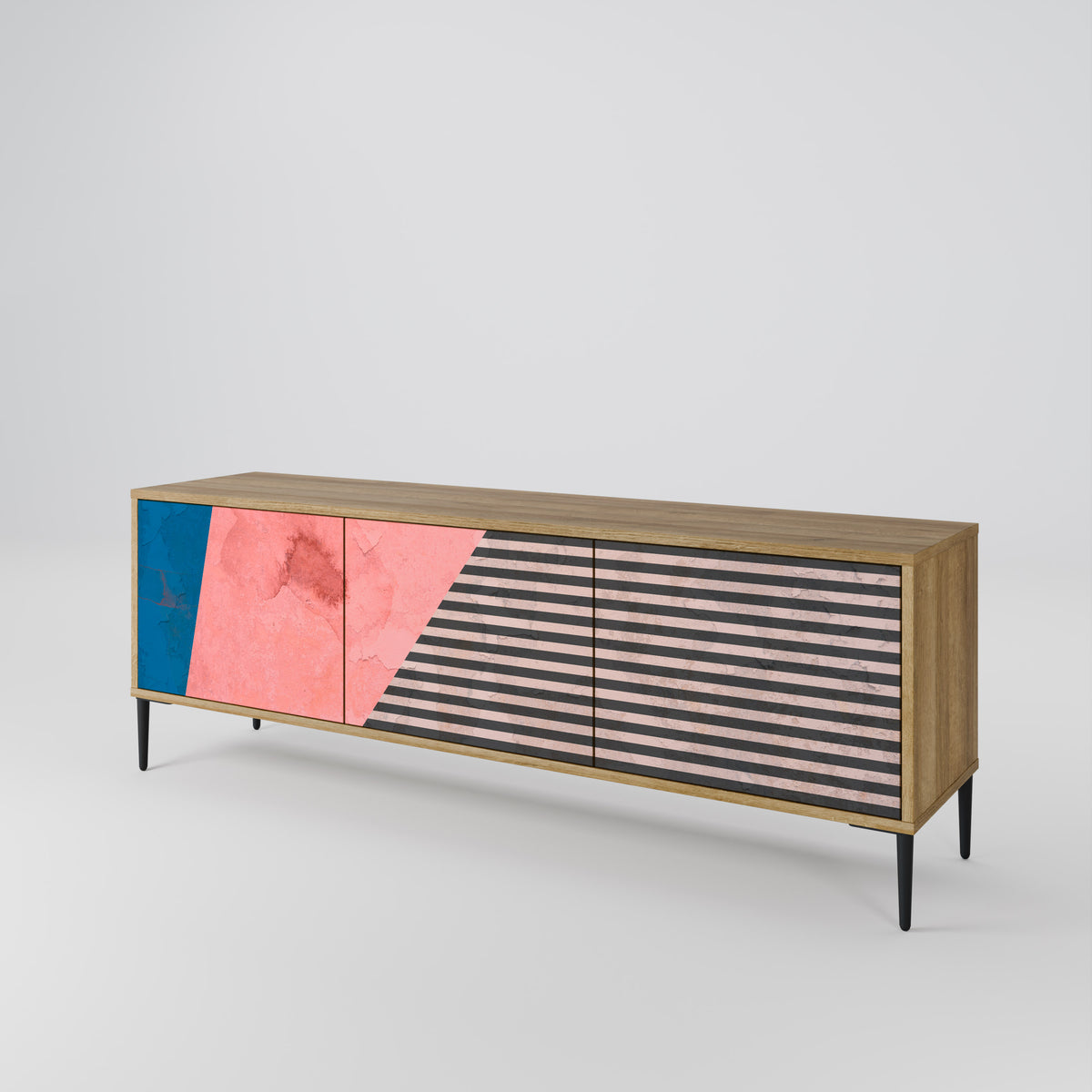 GLAMOROUS STRIPE 3-Door TV Cabinet