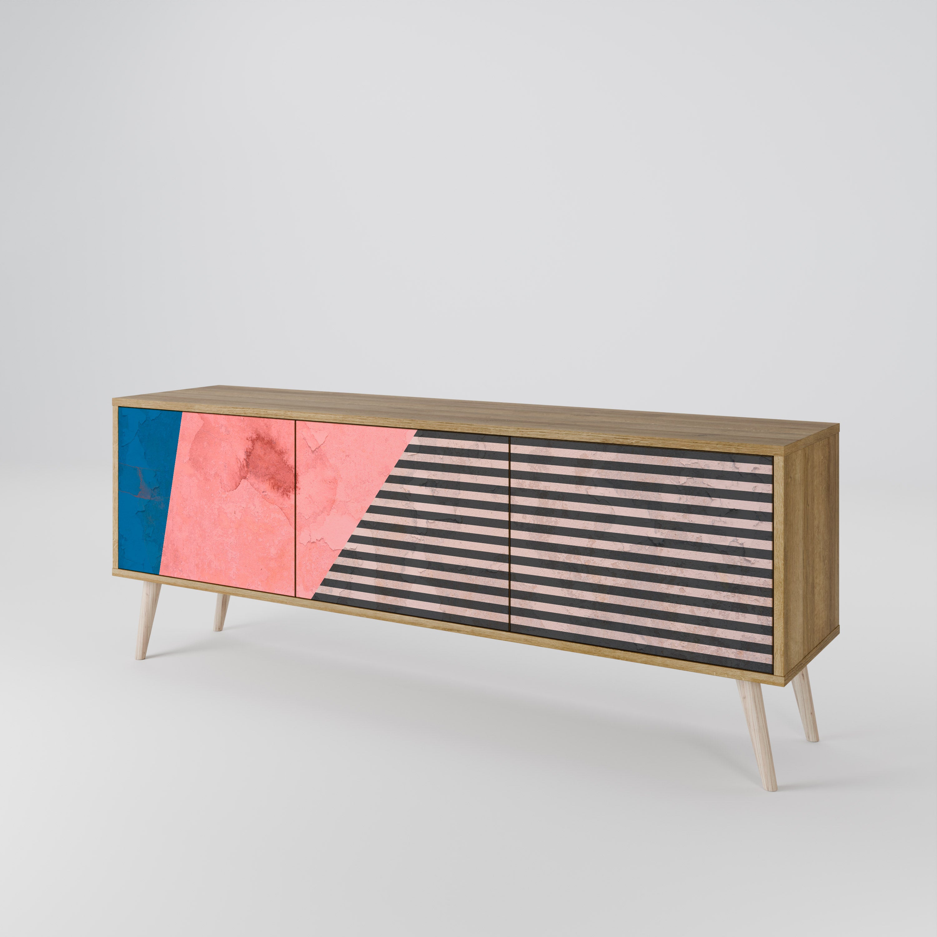 GLAMOROUS STRIPE 3-Door TV Cabinet