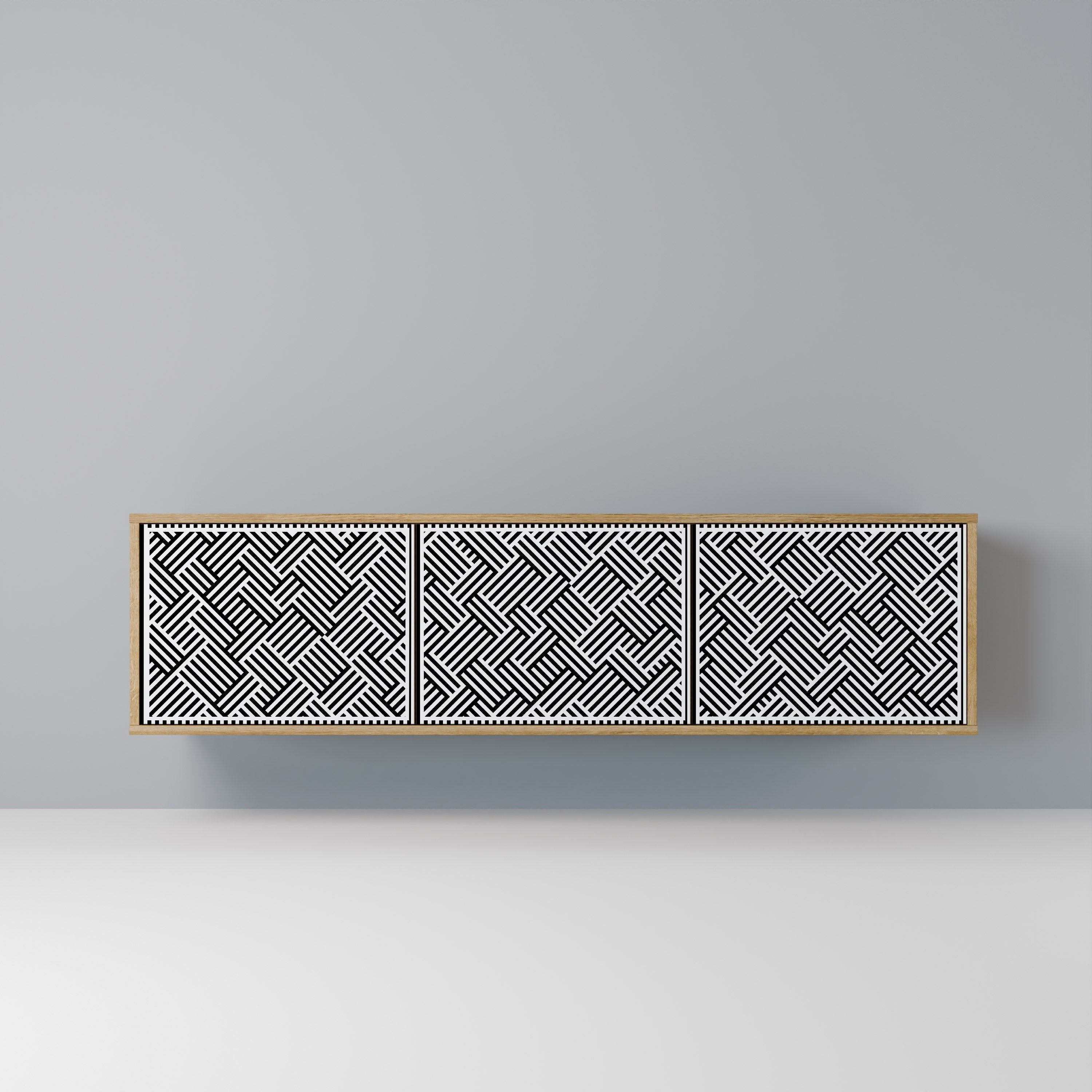 Meuble TV 3 portes TEMPORARY SEQUENCE effet chêne