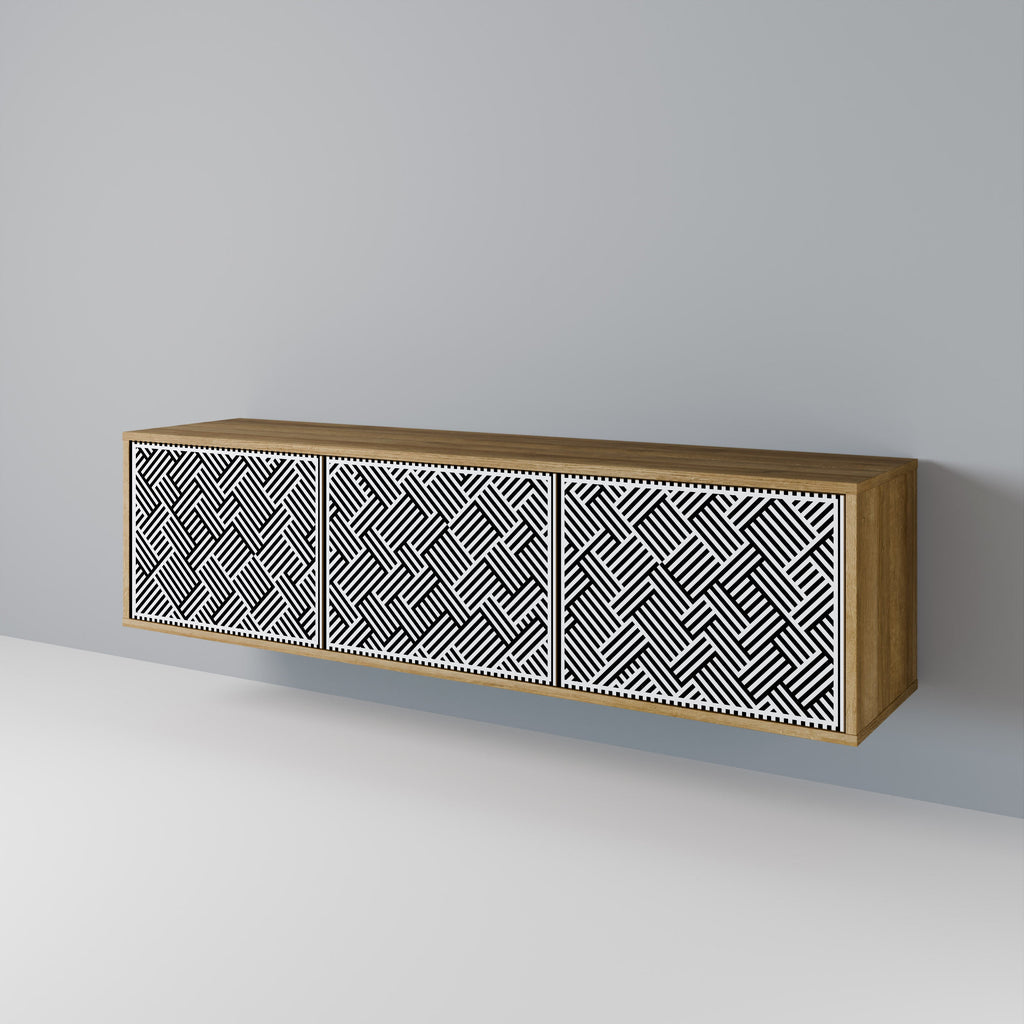 Meuble TV 3 portes TEMPORARY SEQUENCE effet chêne