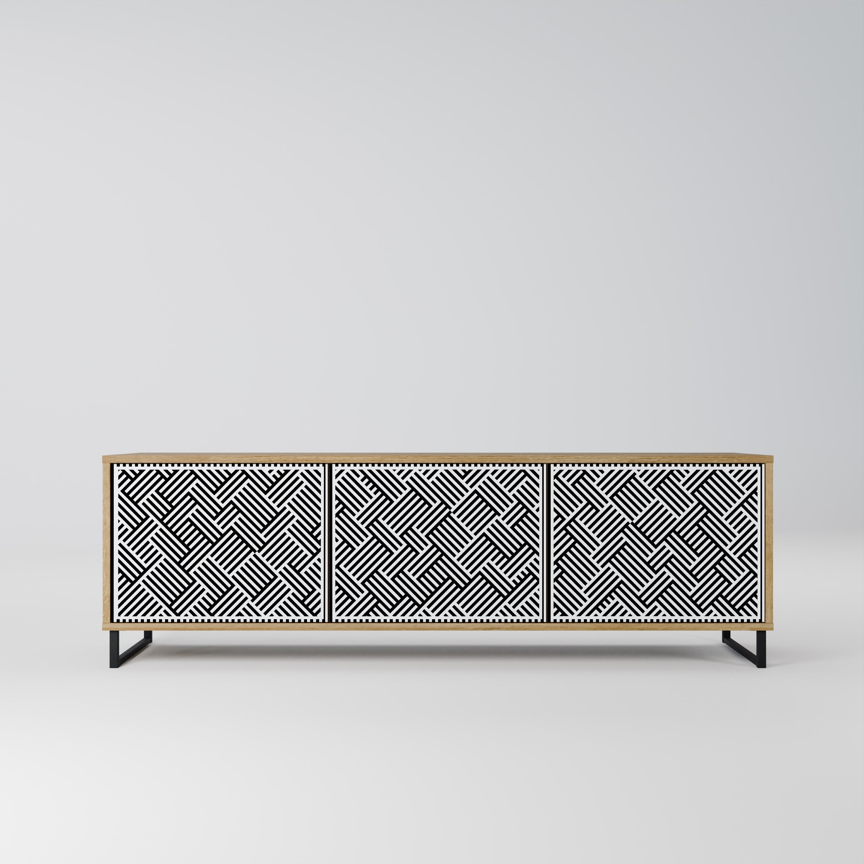 Meuble TV 3 portes TEMPORARY SEQUENCE effet chêne