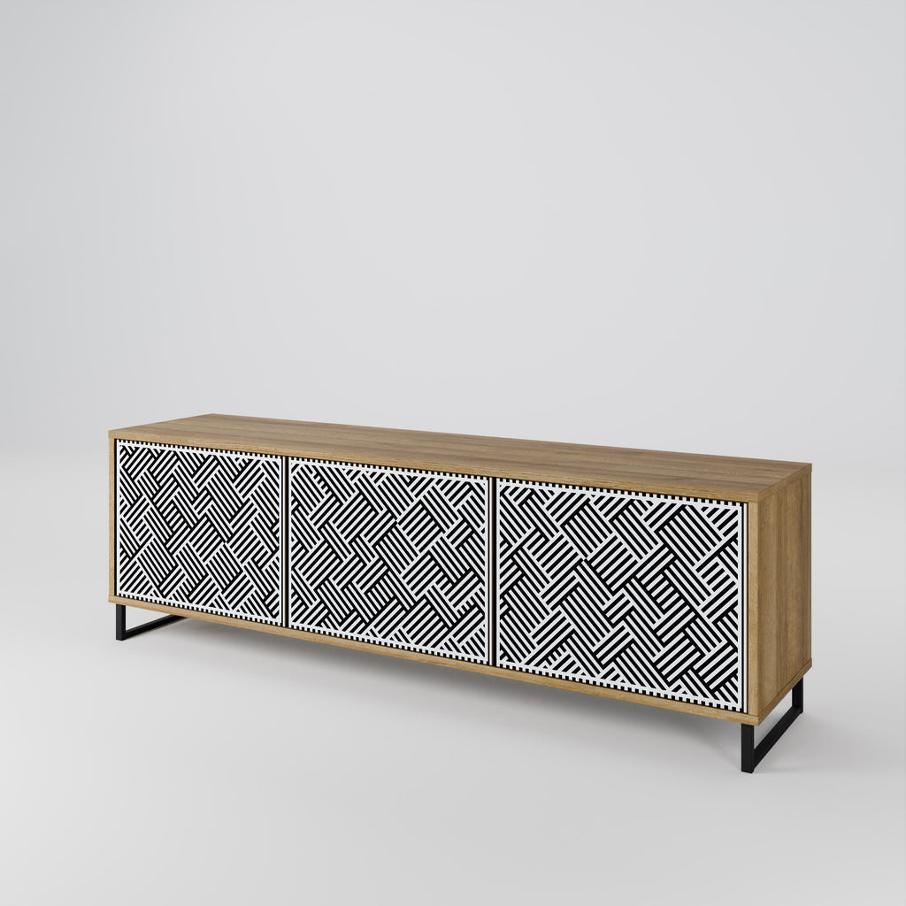 Meuble TV 3 portes TEMPORARY SEQUENCE effet chêne