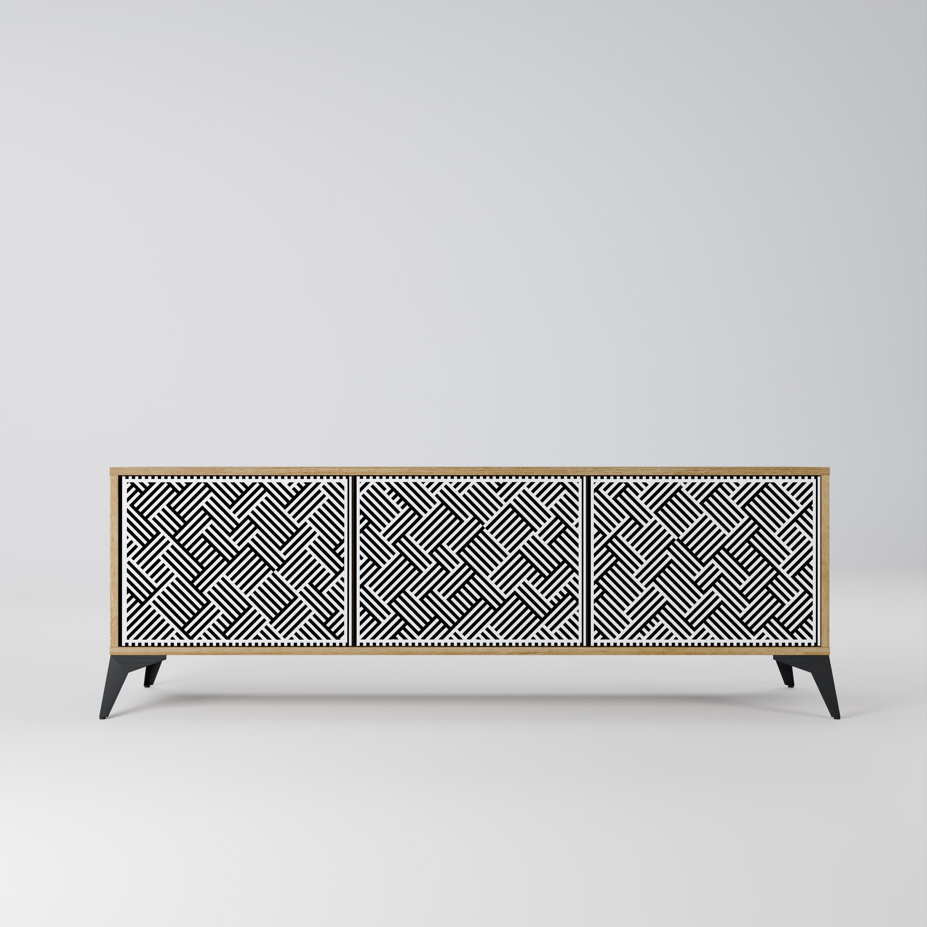 Meuble TV 3 portes TEMPORARY SEQUENCE effet chêne