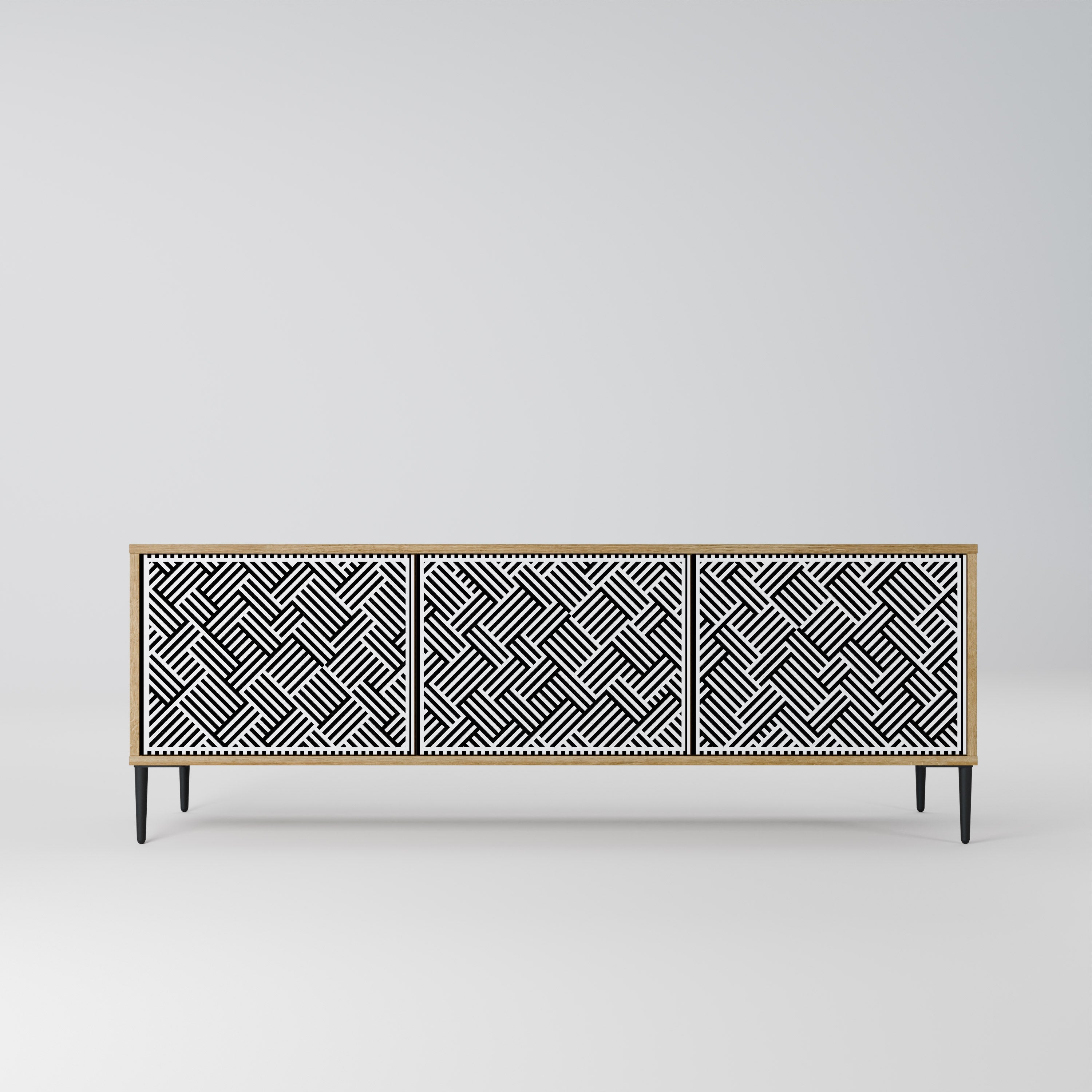 Meuble TV 3 portes TEMPORARY SEQUENCE effet chêne