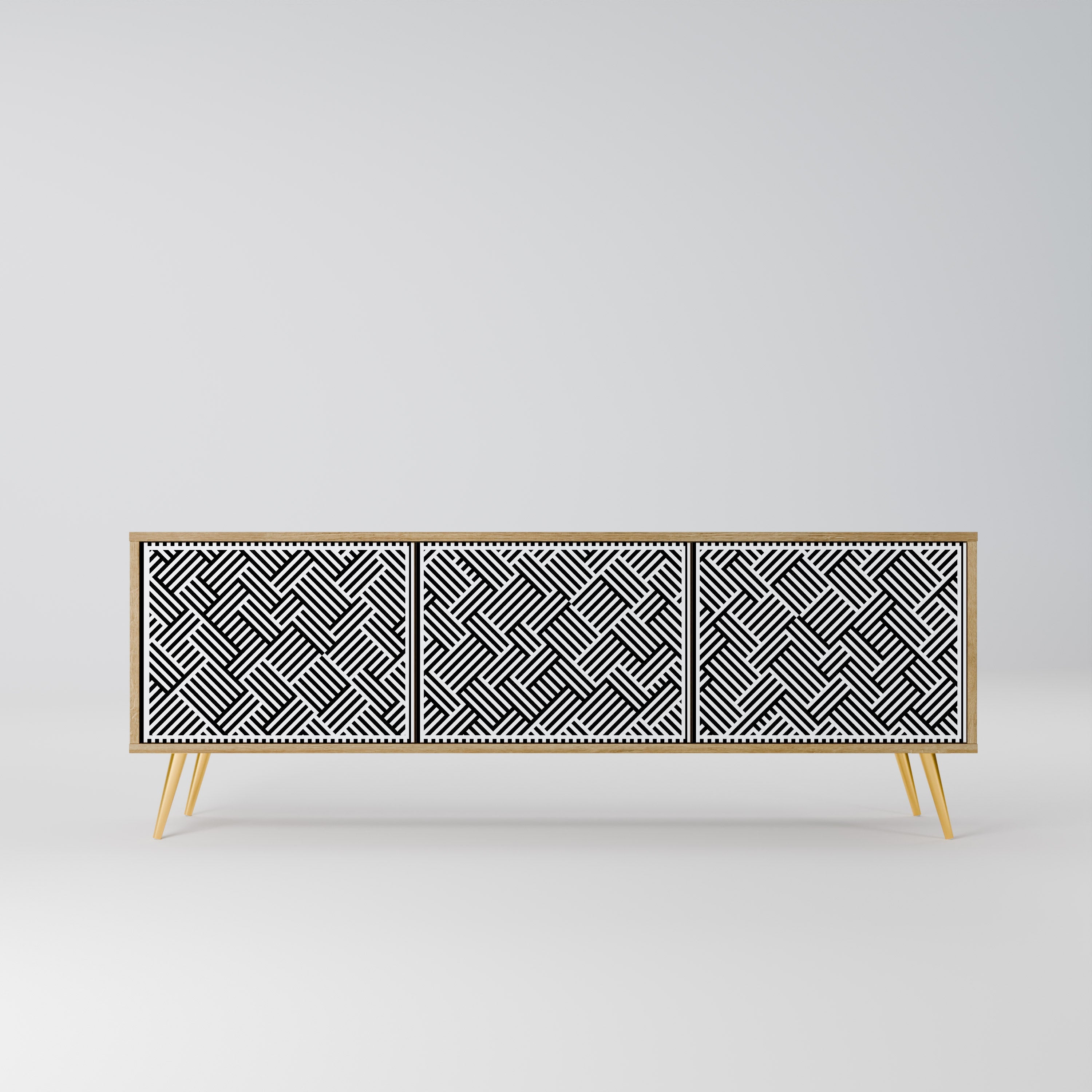 Meuble TV 3 portes TEMPORARY SEQUENCE effet chêne