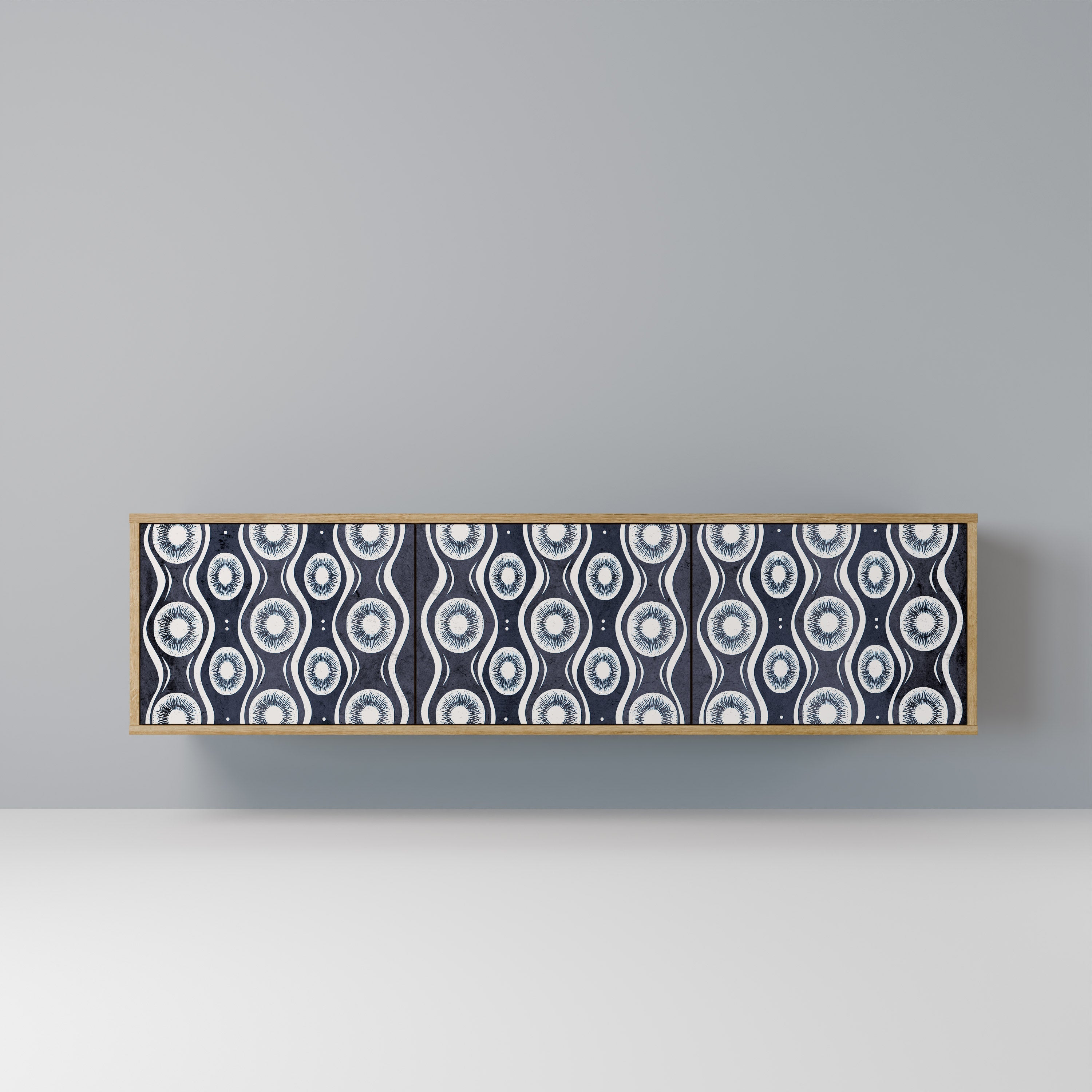 Meuble TV 3 portes GRAPHITE EYES effet chêne