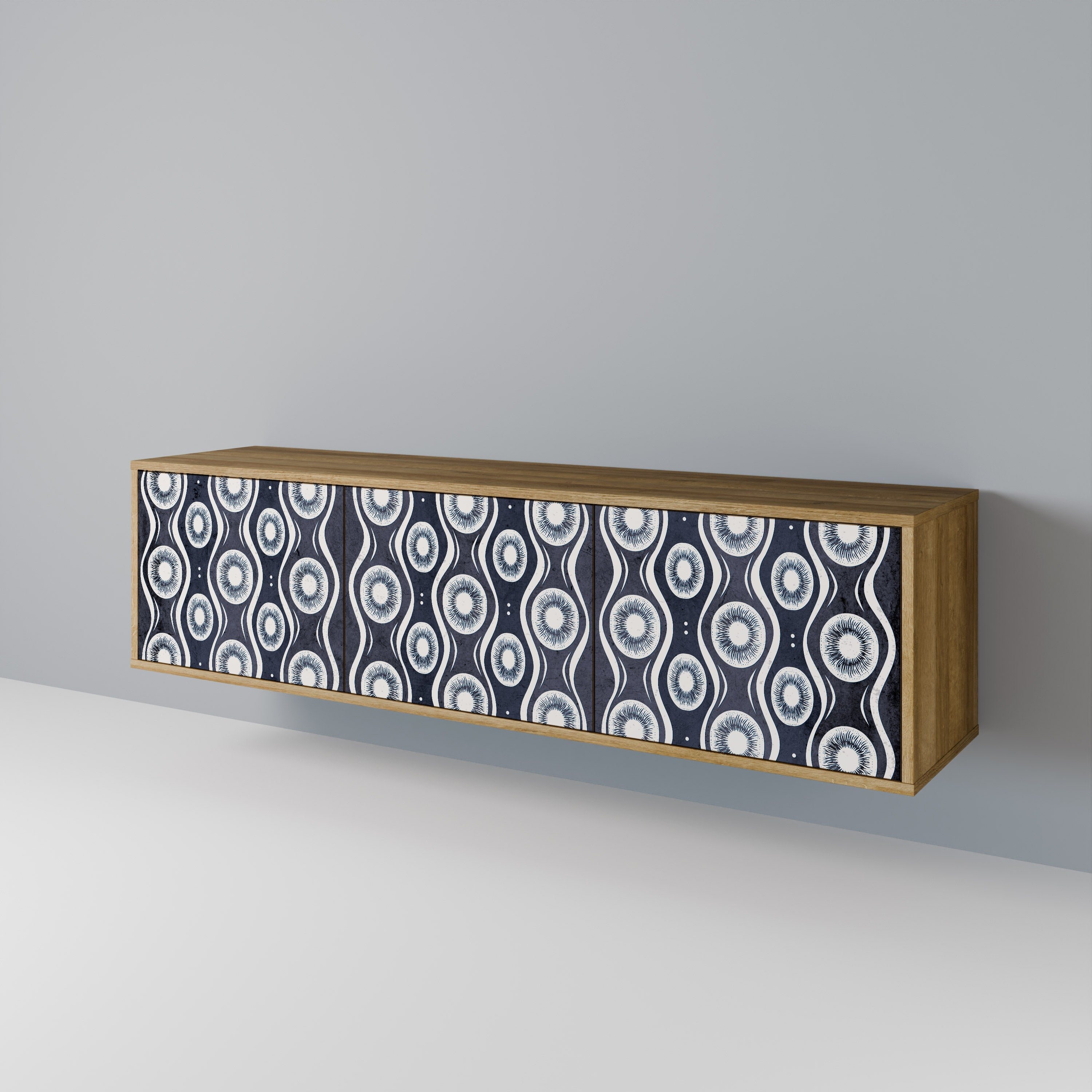 Meuble TV 3 portes GRAPHITE EYES effet chêne