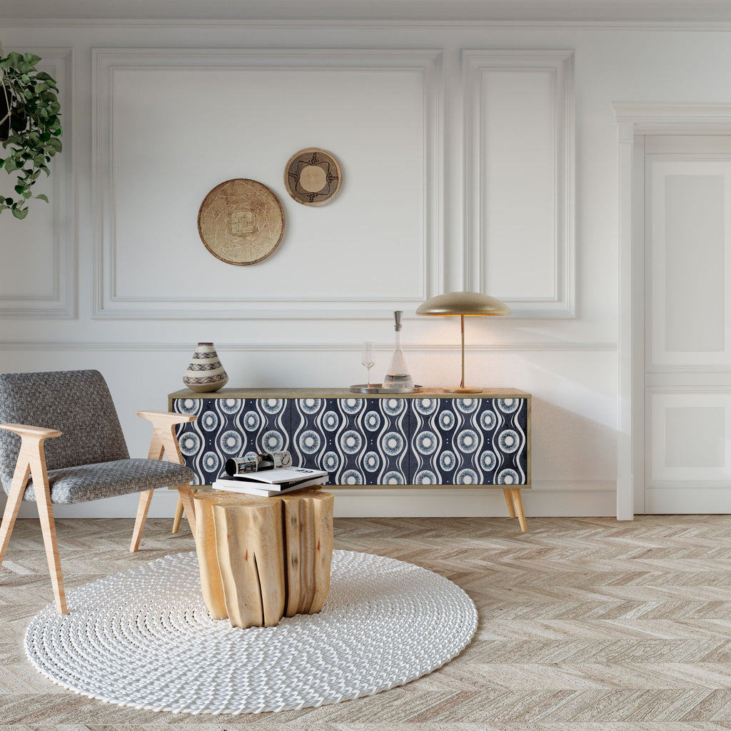 Meuble TV 3 portes GRAPHITE EYES effet chêne