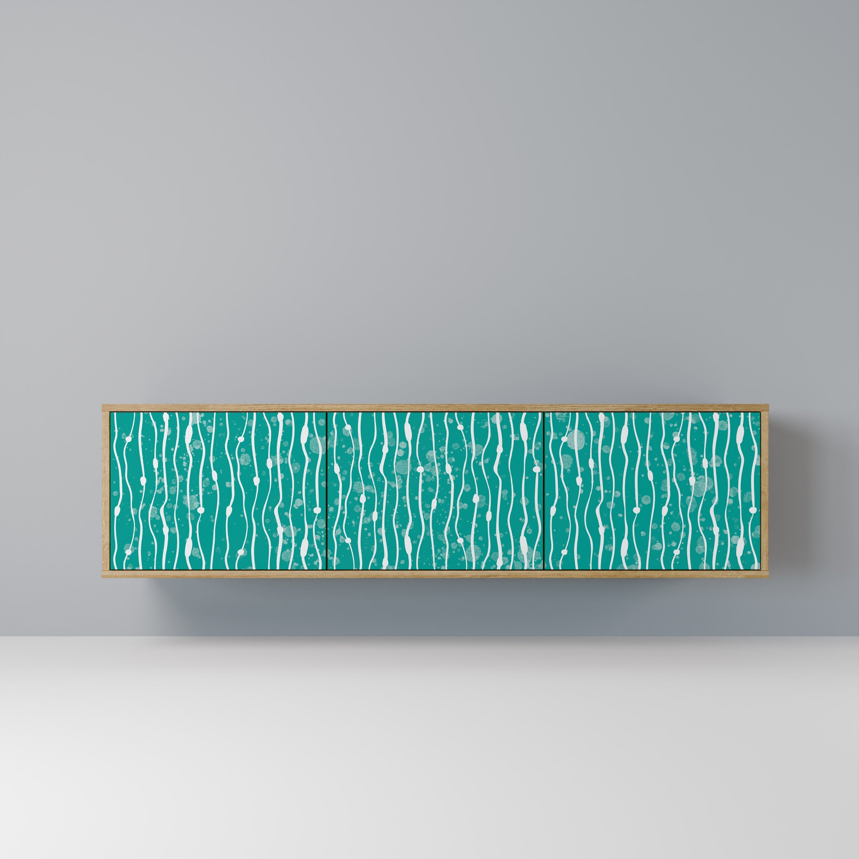 Meuble TV 3 portes TURQUOISE RAIN effet chêne