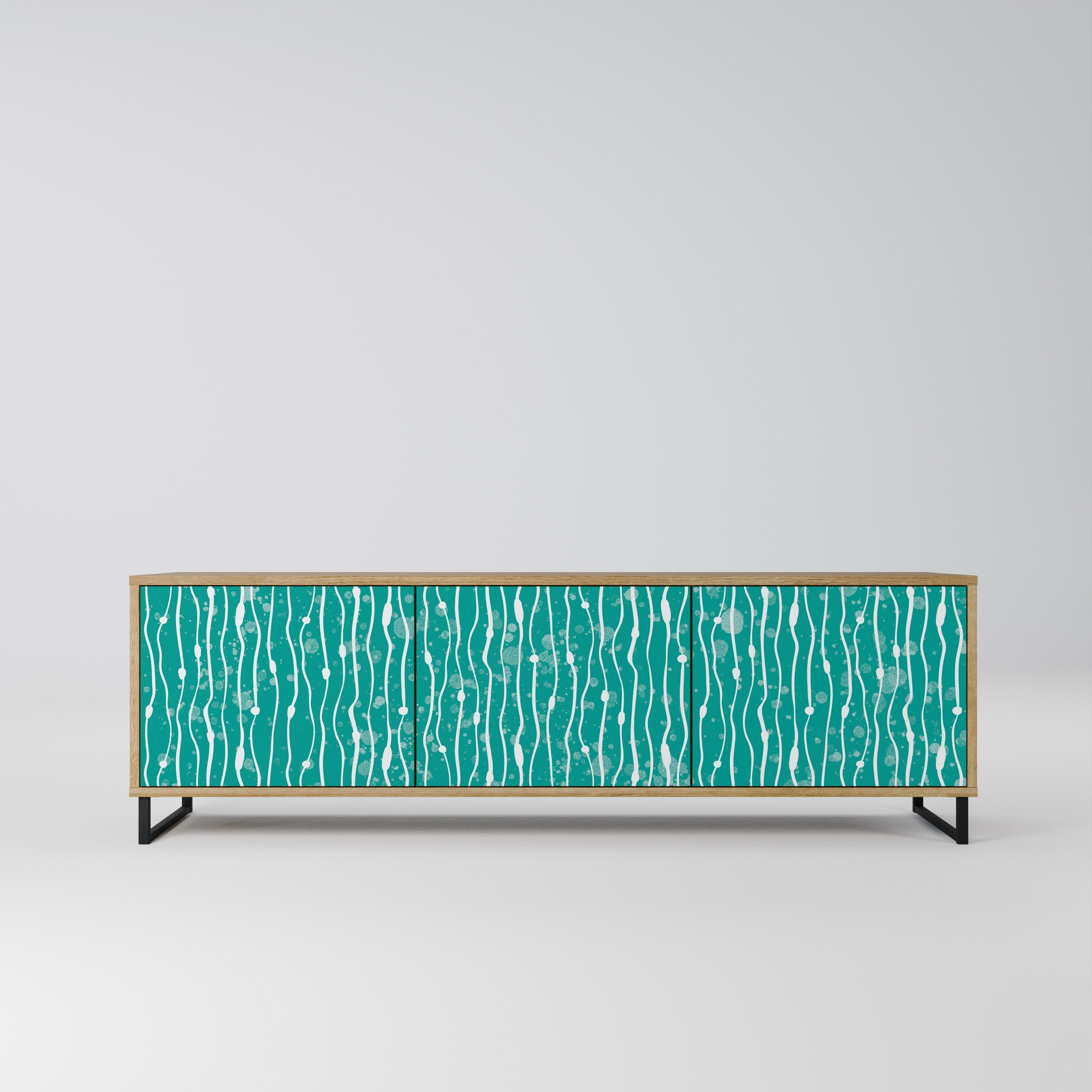 Meuble TV 3 portes TURQUOISE RAIN effet chêne