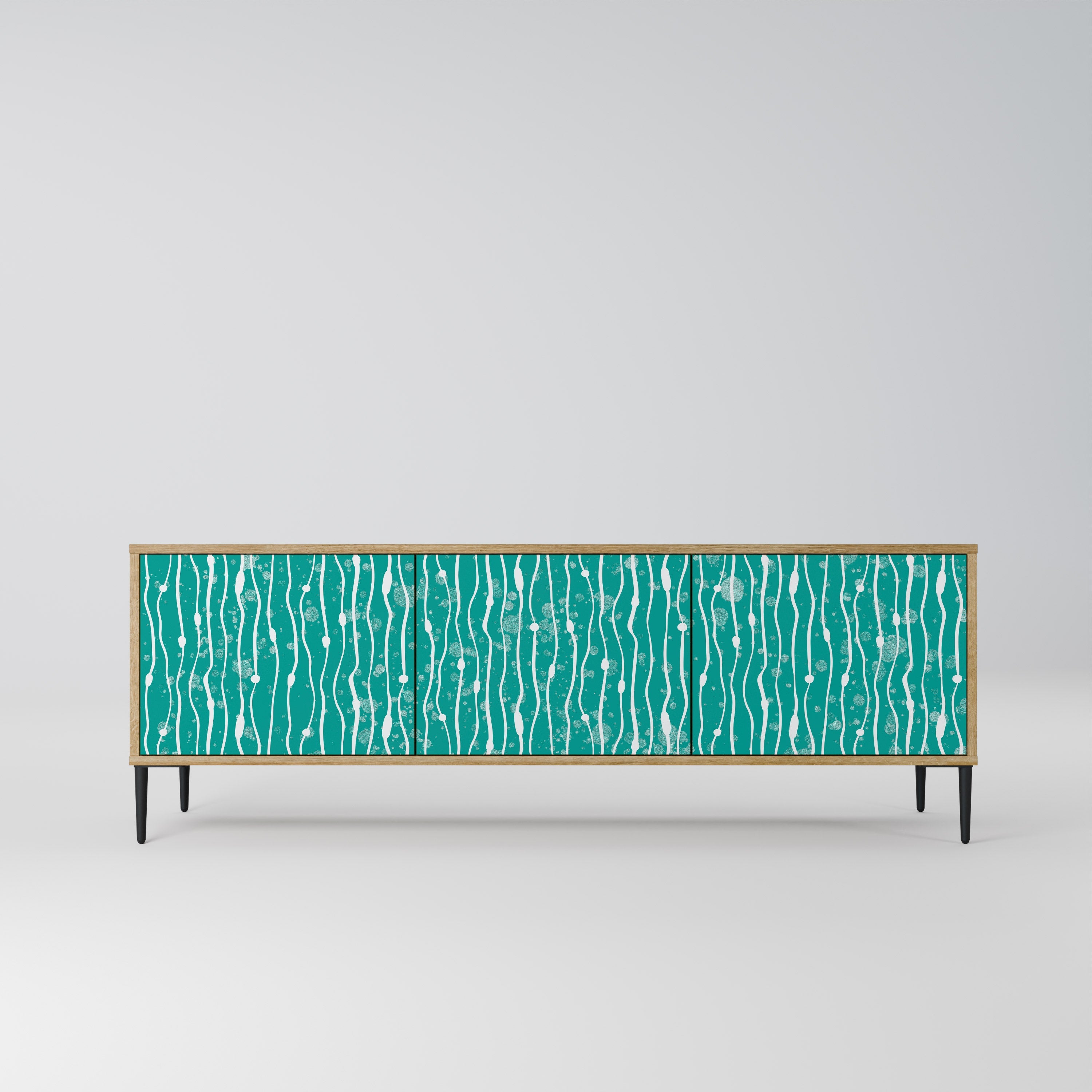 Meuble TV 3 portes TURQUOISE RAIN effet chêne