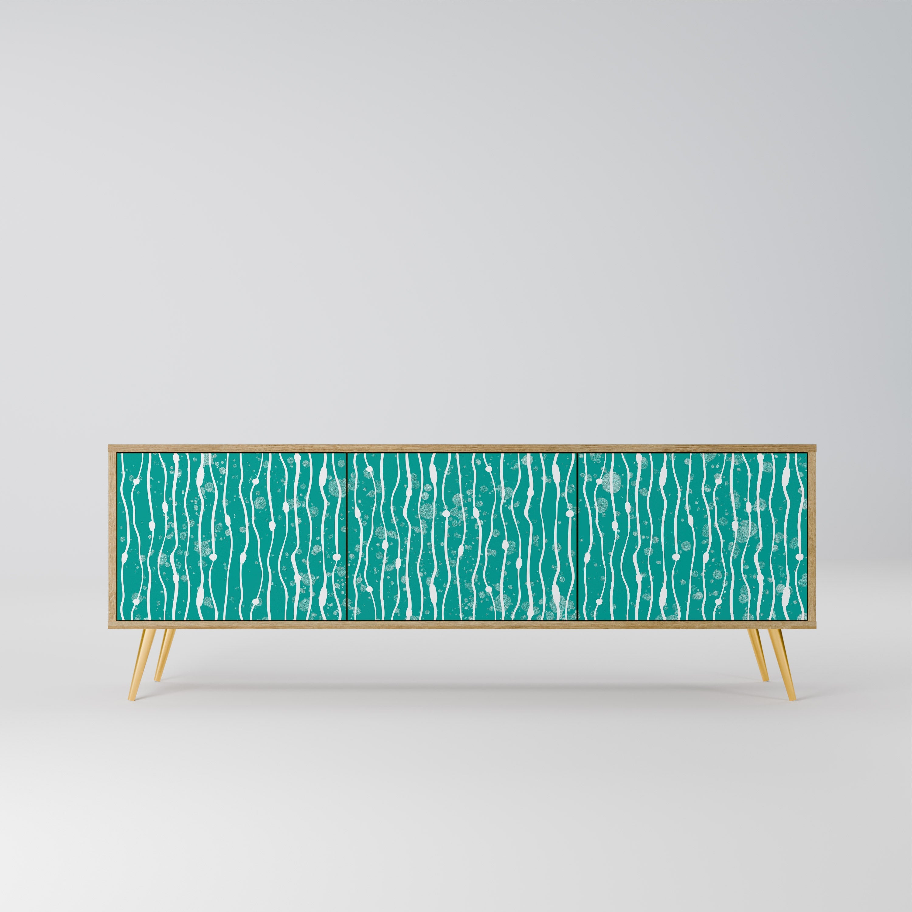 Meuble TV 3 portes TURQUOISE RAIN effet chêne