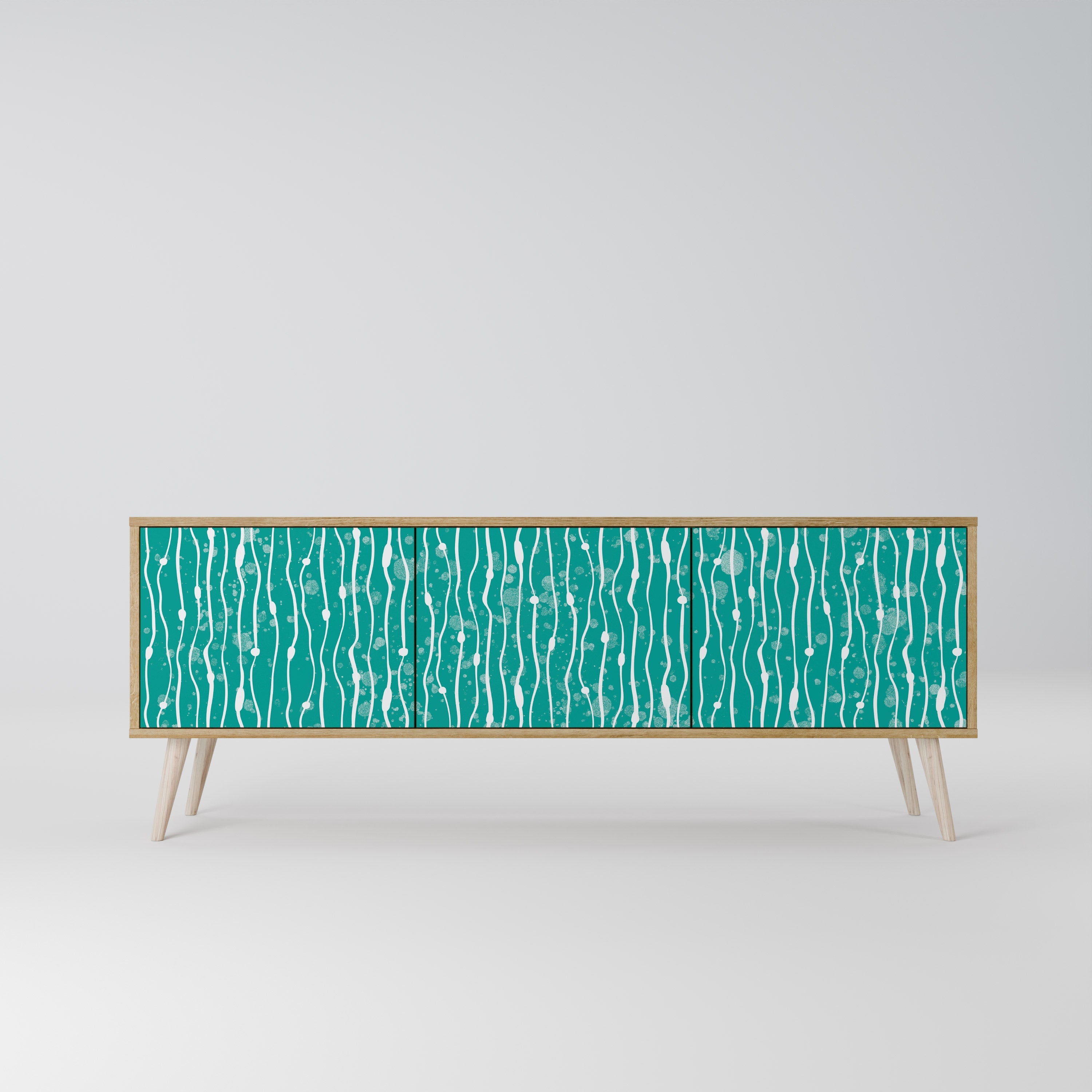 Meuble TV 3 portes TURQUOISE RAIN effet chêne