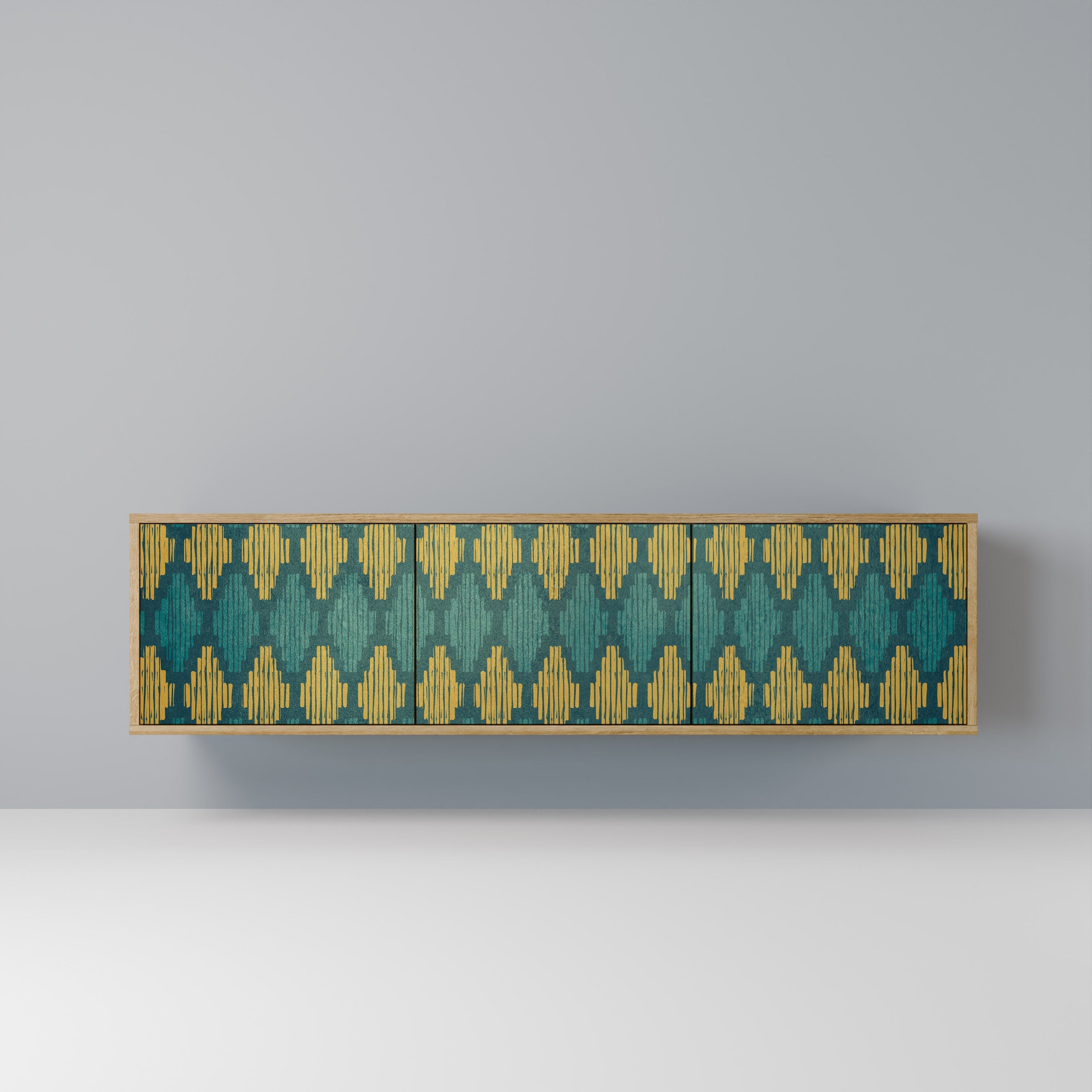 Meuble TV 3 portes POLYGONS effet chêne