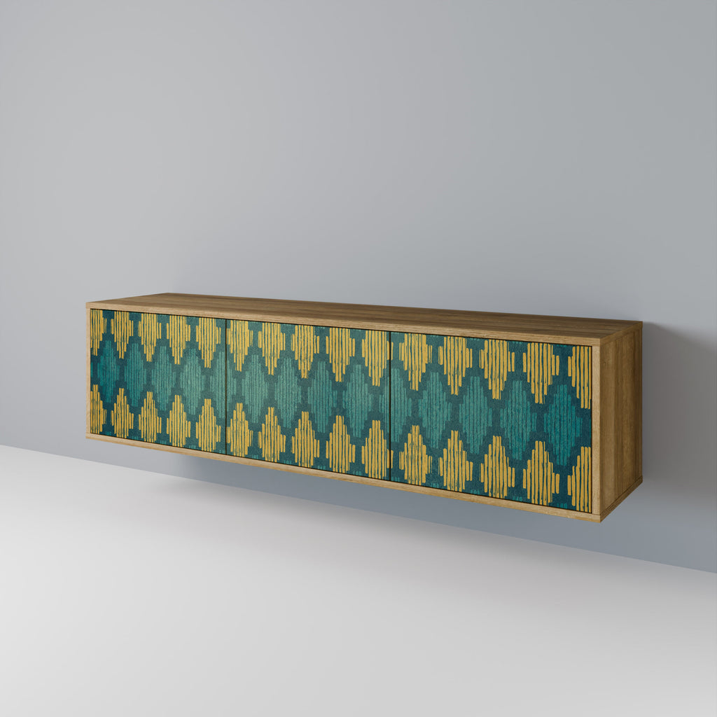 Meuble TV 3 portes POLYGONS effet chêne