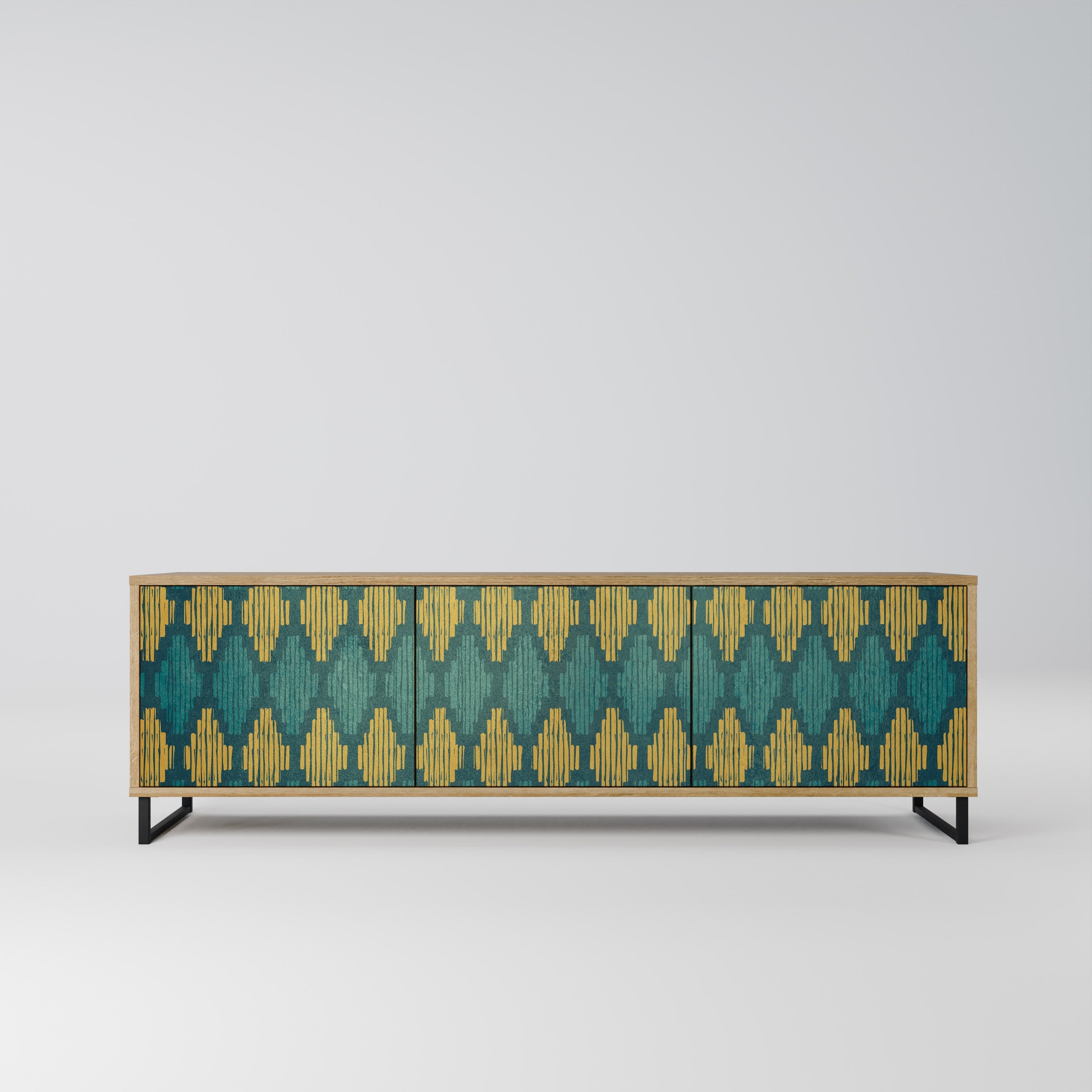 Meuble TV 3 portes POLYGONS effet chêne