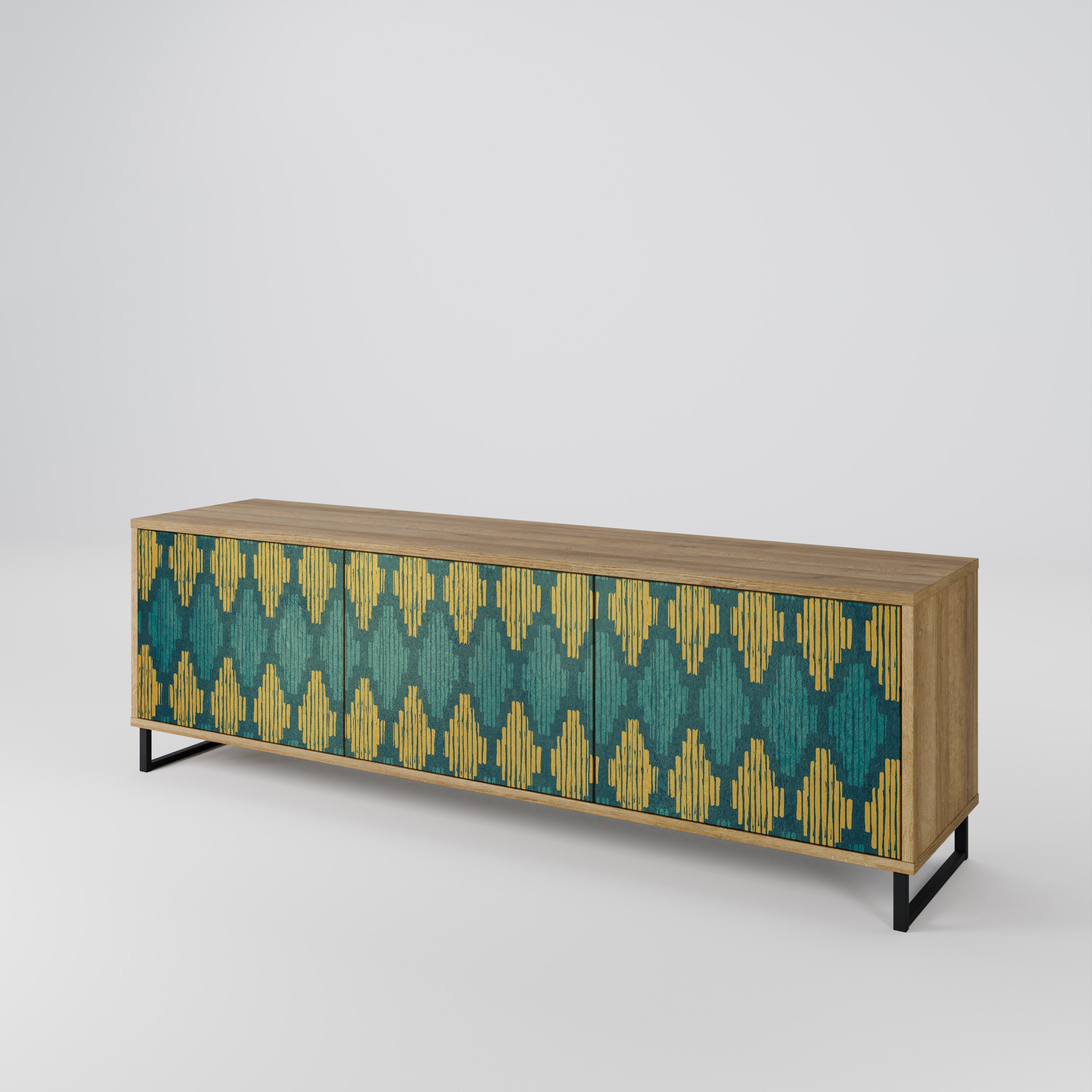 Meuble TV 3 portes POLYGONS effet chêne