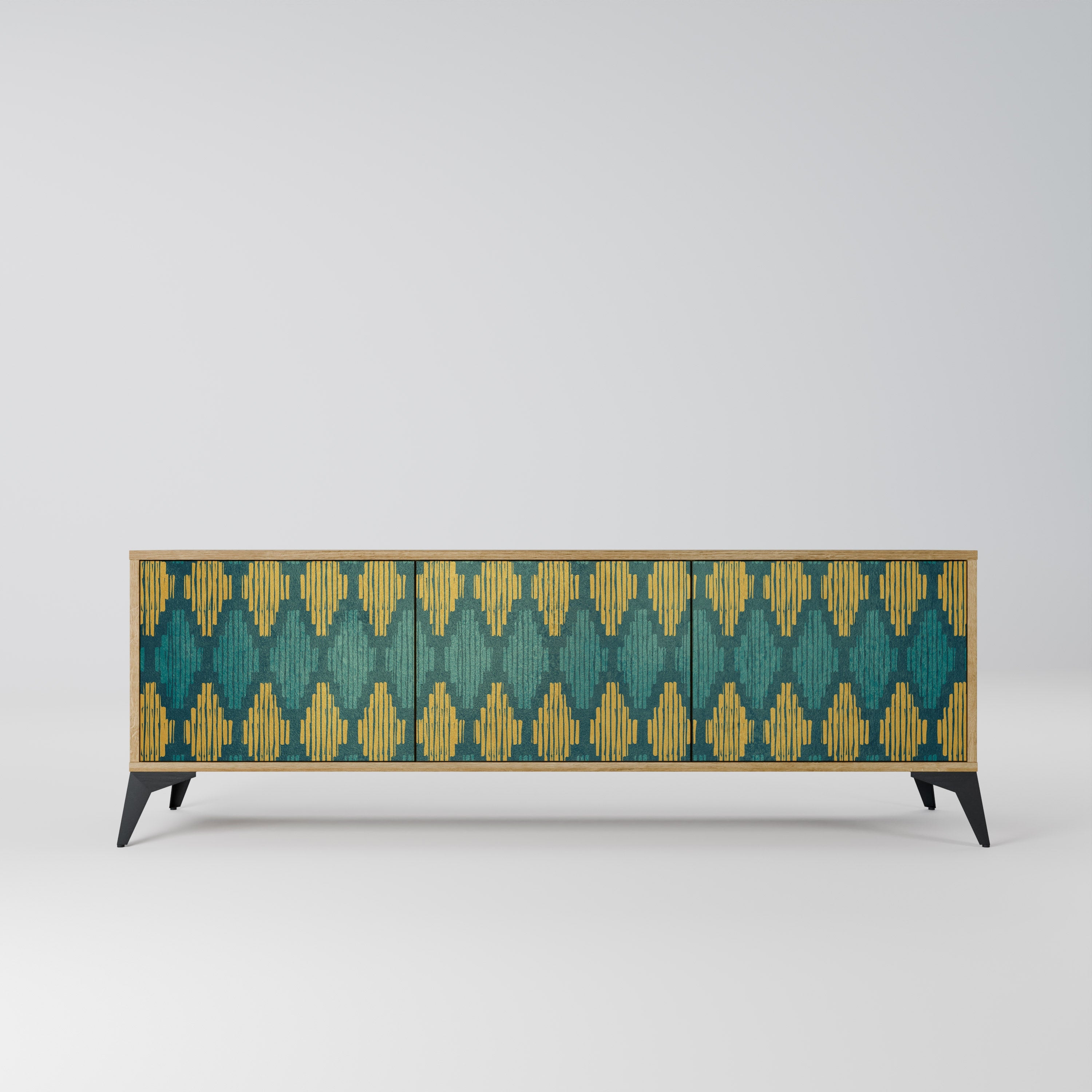 Meuble TV 3 portes POLYGONS effet chêne