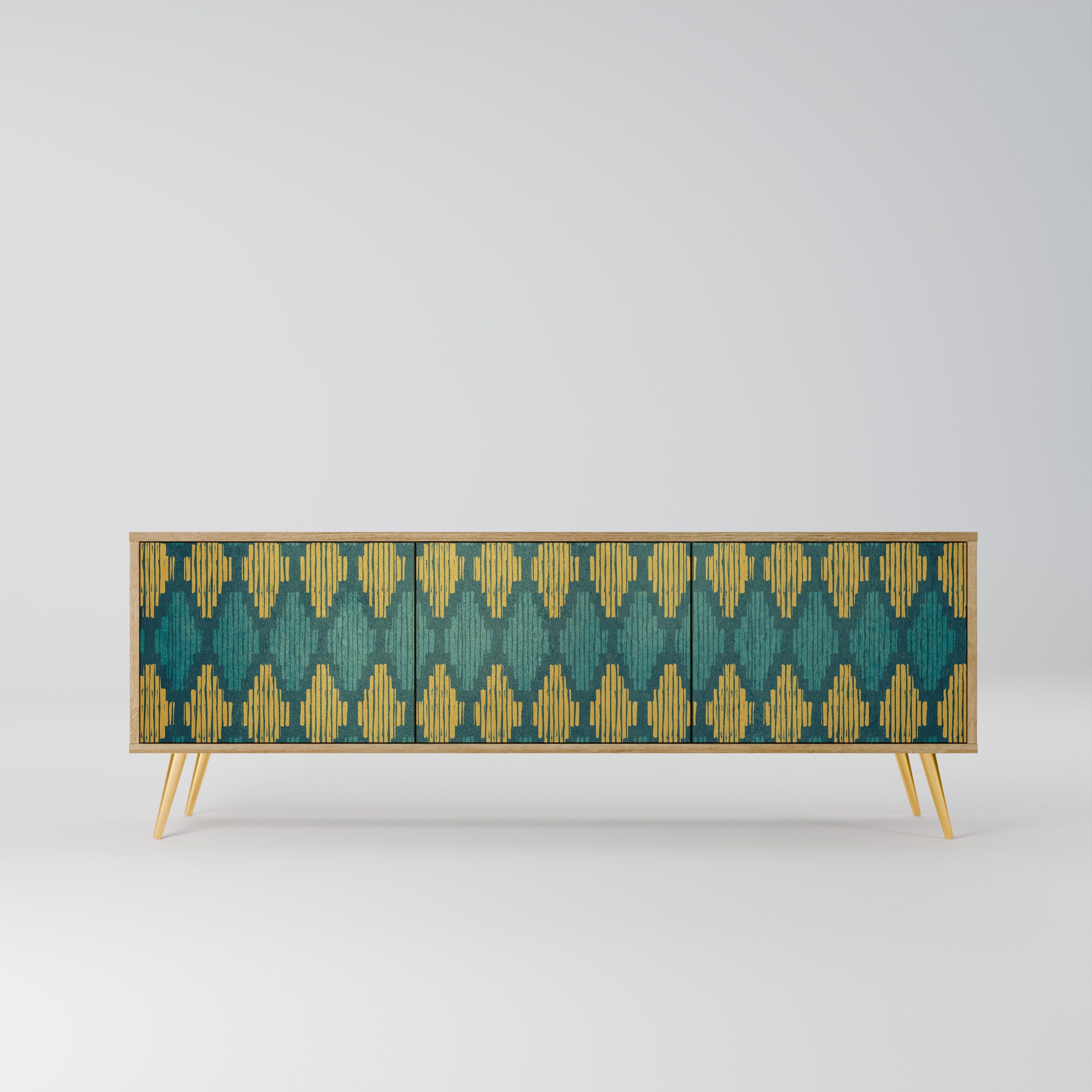 Meuble TV 3 portes POLYGONS effet chêne