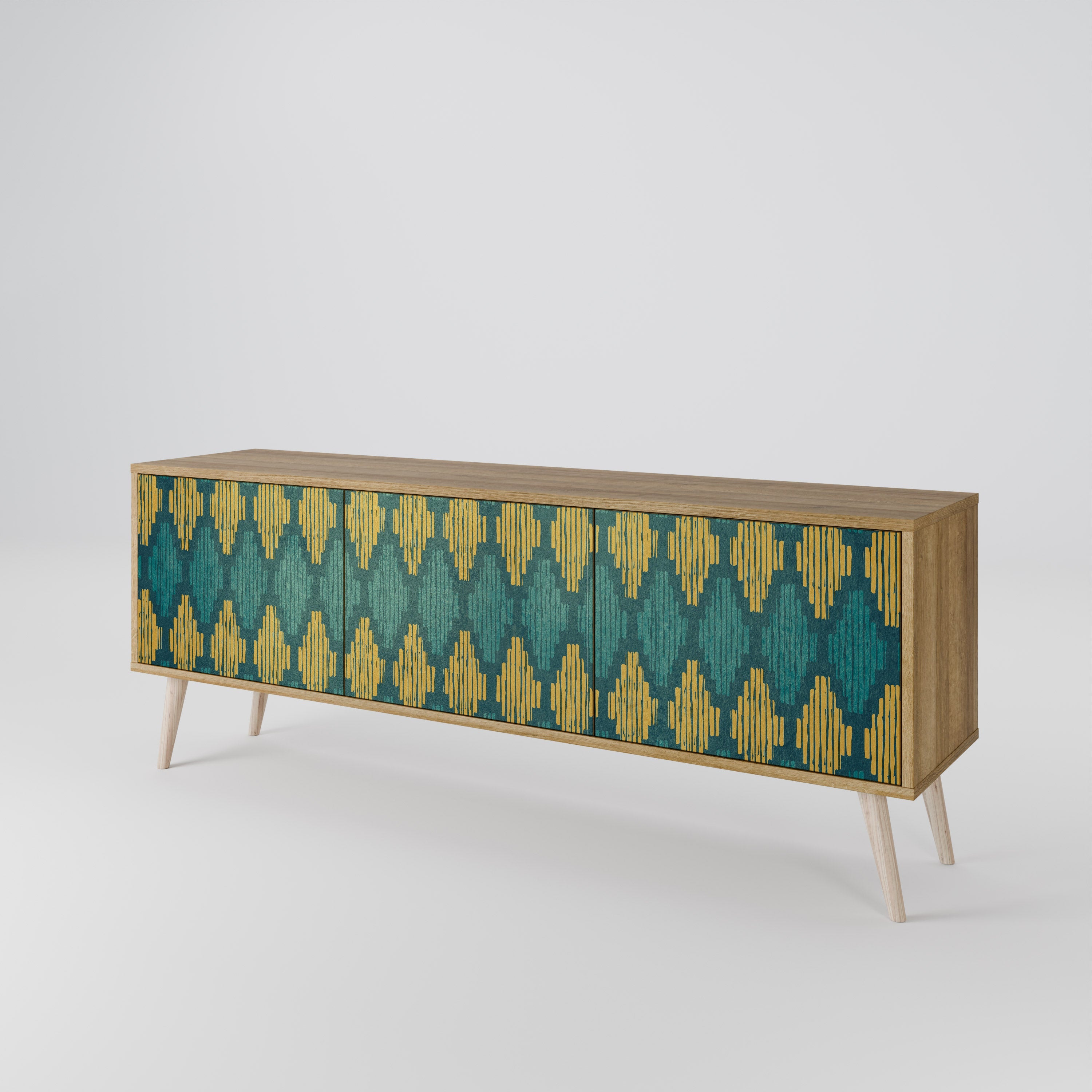 Meuble TV 3 portes POLYGONS effet chêne