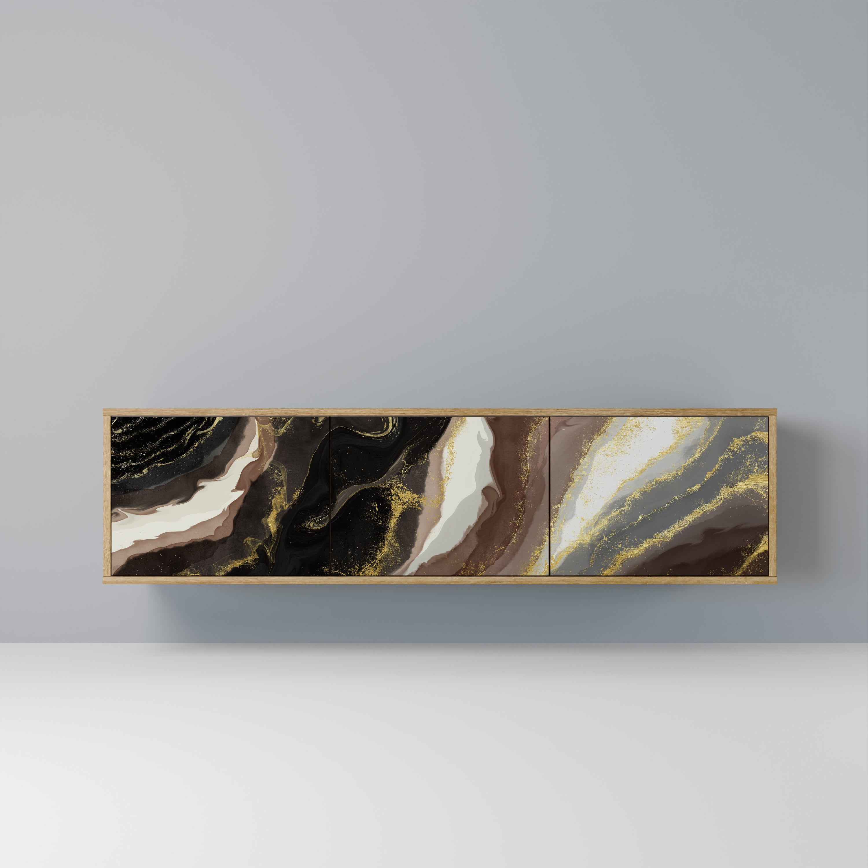 Meuble TV 3 portes GOLD DUST effet chêne