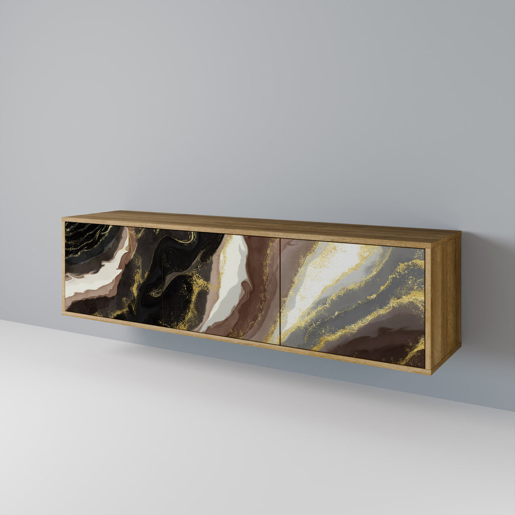 Meuble TV 3 portes GOLD DUST effet chêne